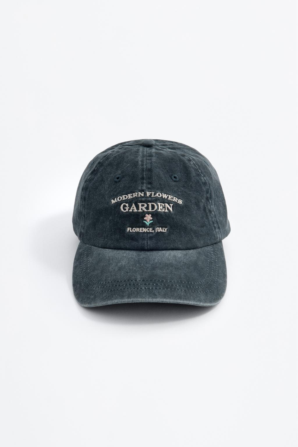 Faded-effect embroidered cap