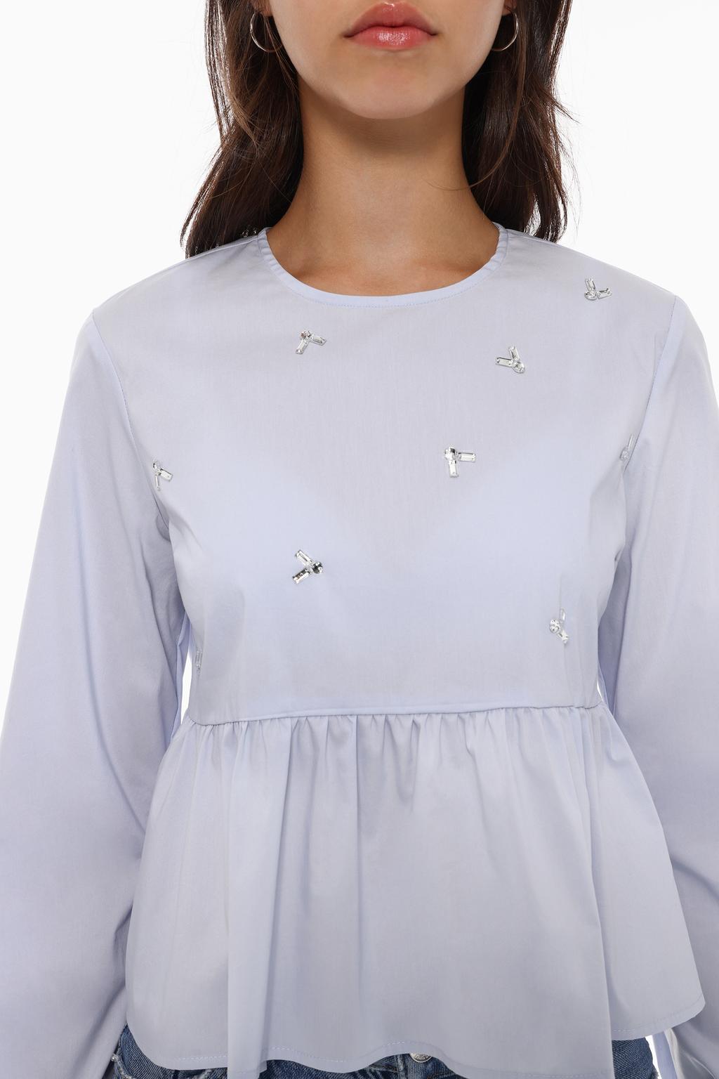 Blouse with rhinestone details