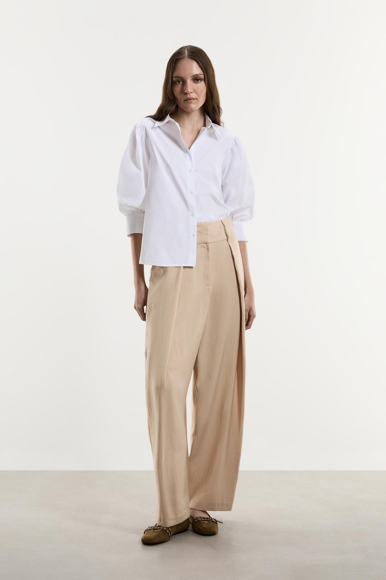 Balloon sleeve blouse — WHITE