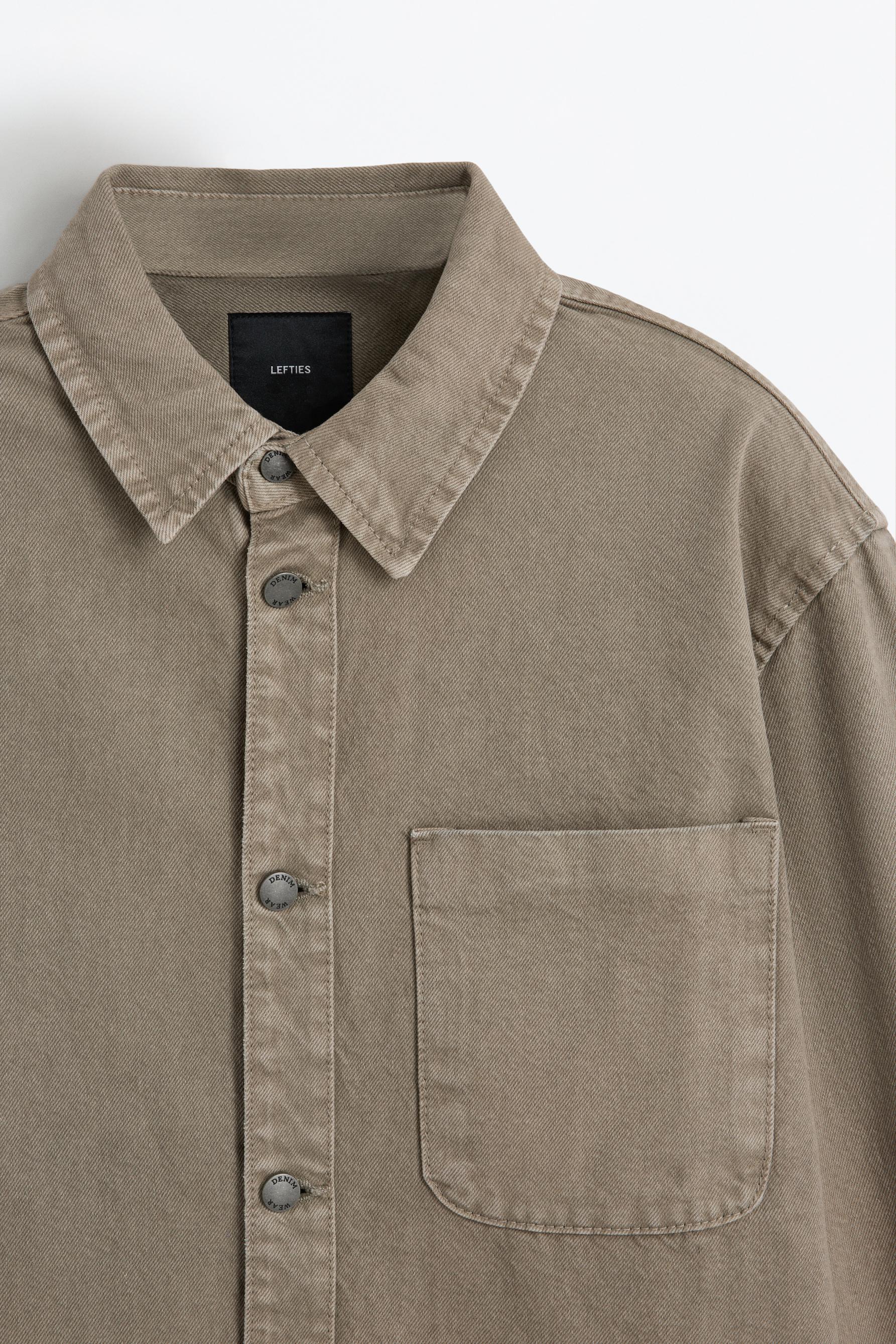 Denim overshirt with pocket — GREY
