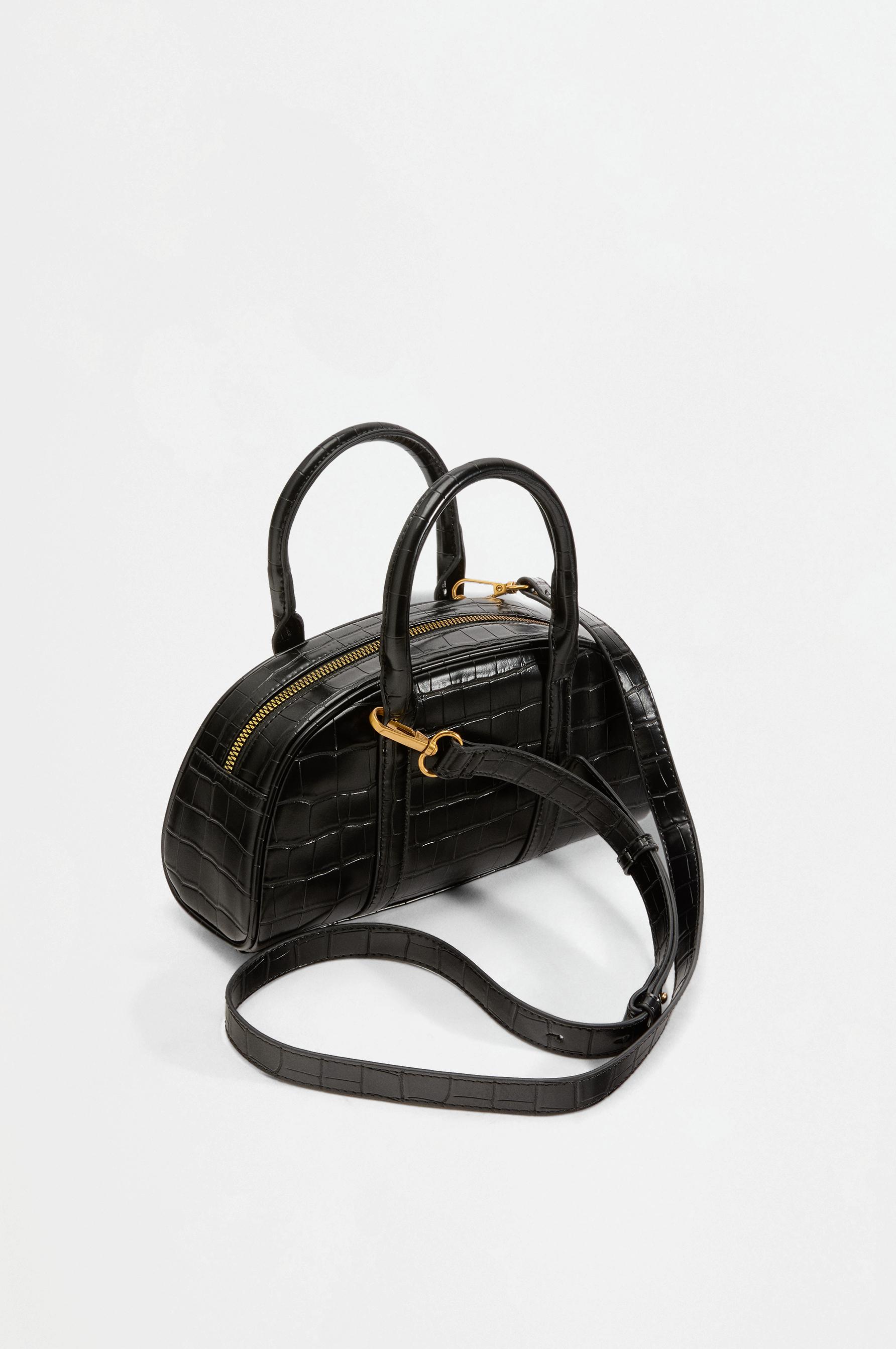 Croc-effect bowling bag — BLACK