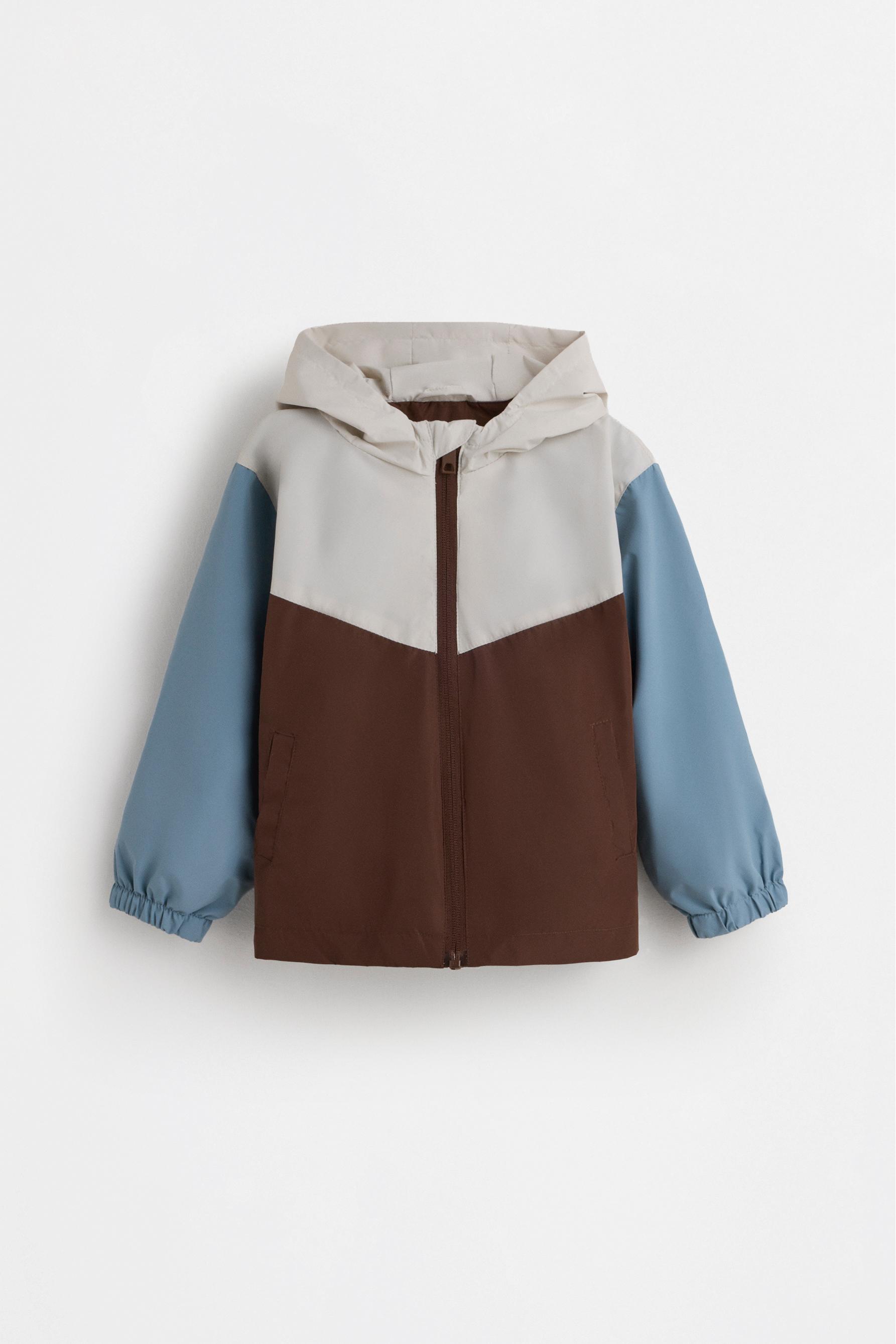 Color block windbreaker jacket — DARK BROWN