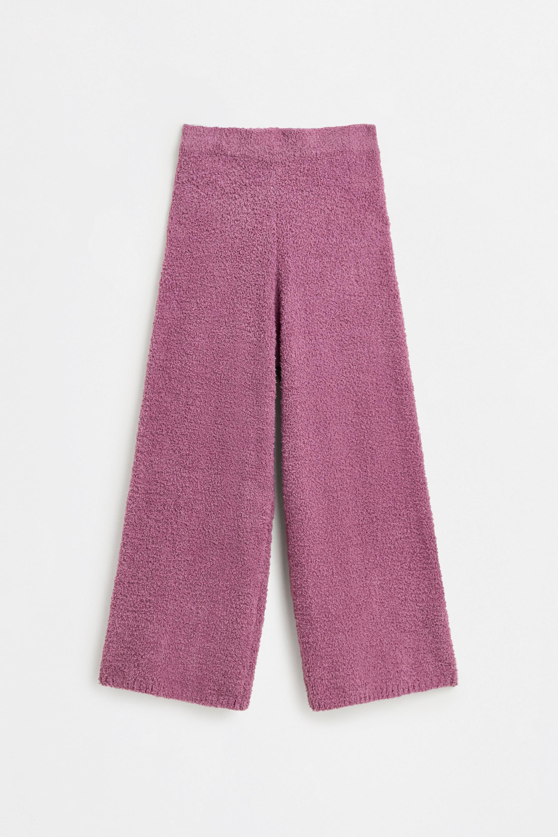Bouclé knit sweater and trousers set — DARK PINK