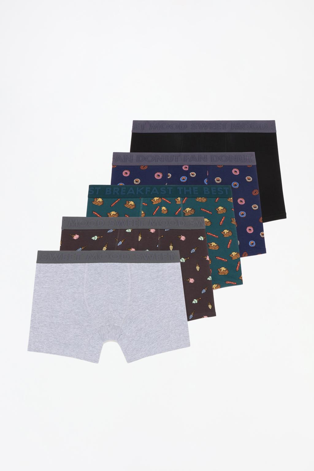 Pack de 5 boxers justos compridos combinados