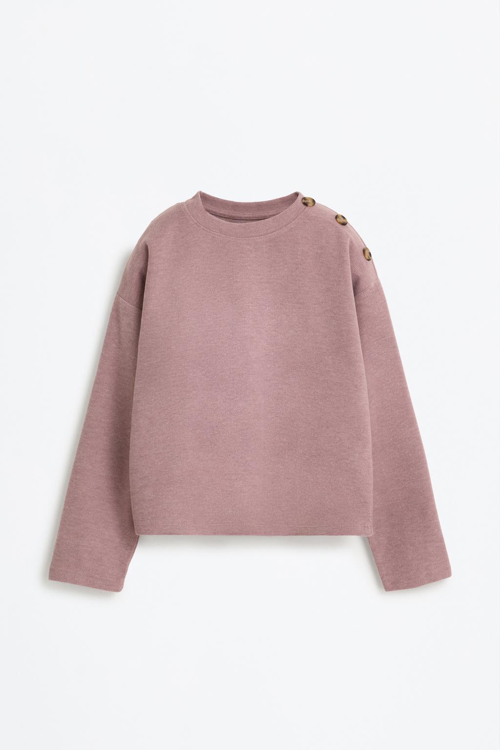 Sweatshirt de malha cortada com botões