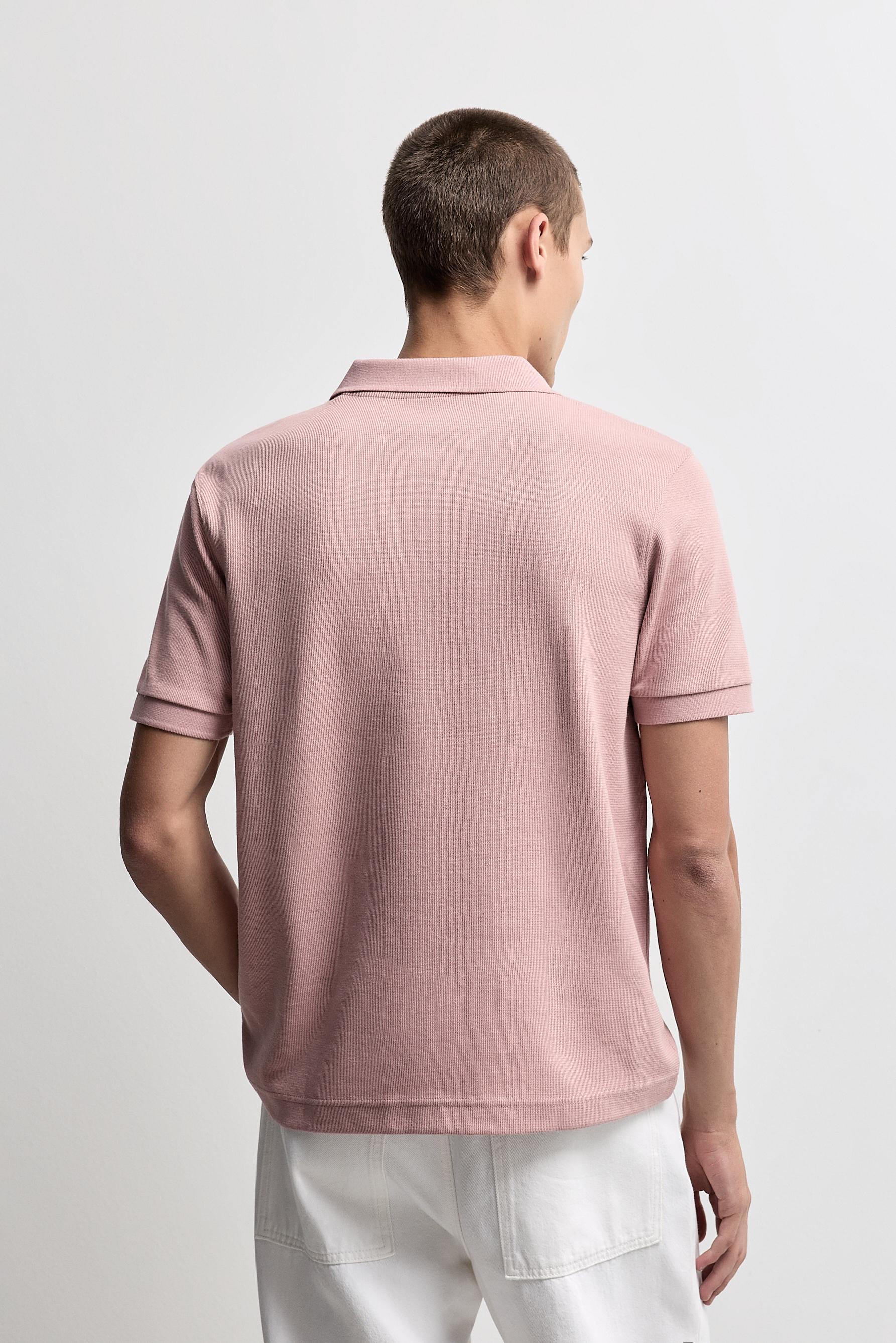 Basic textured polo shirt — PINK