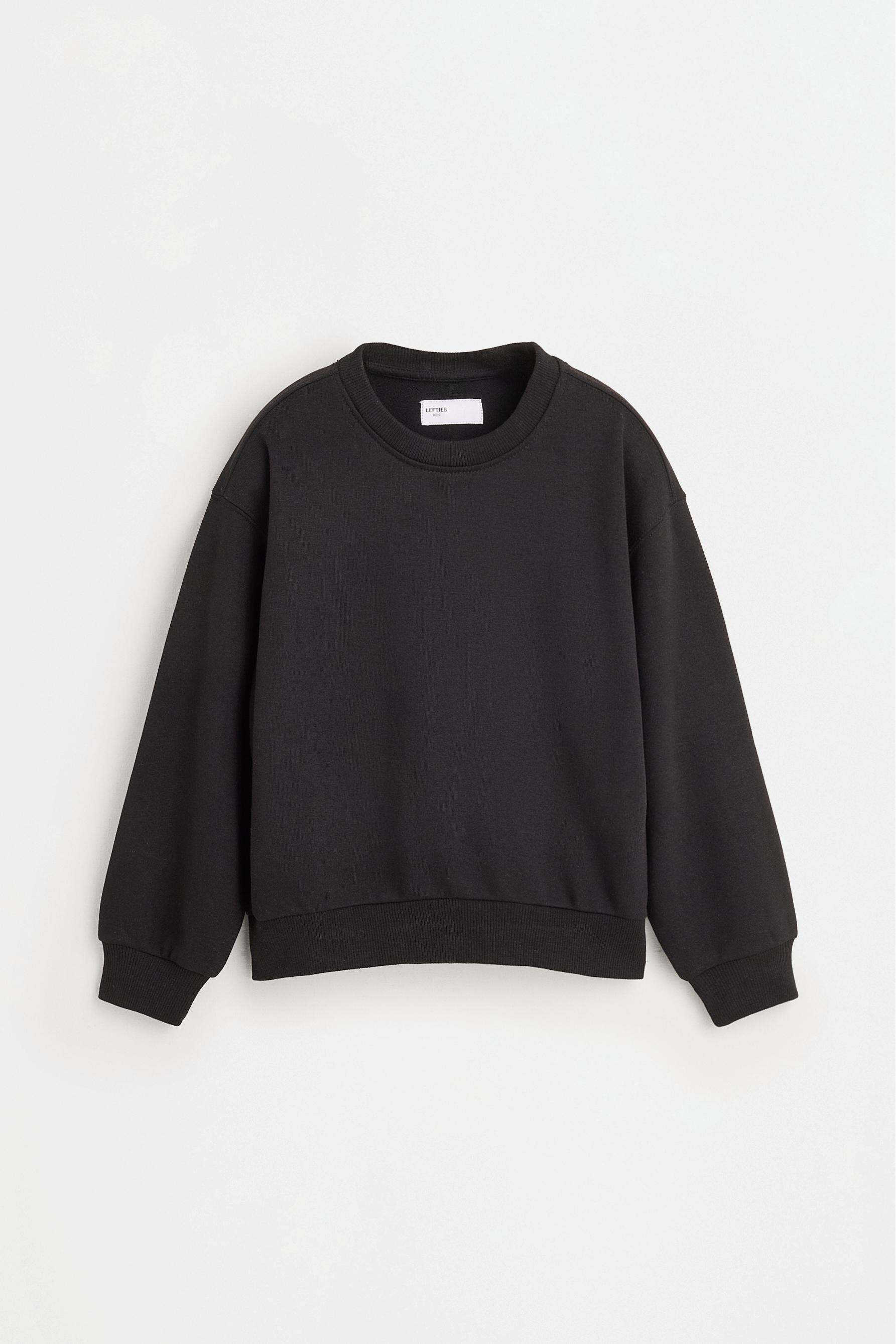 Plain plush sweatshirt — BLACK