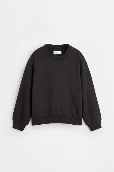 Plain plush sweatshirt — BLACK 1