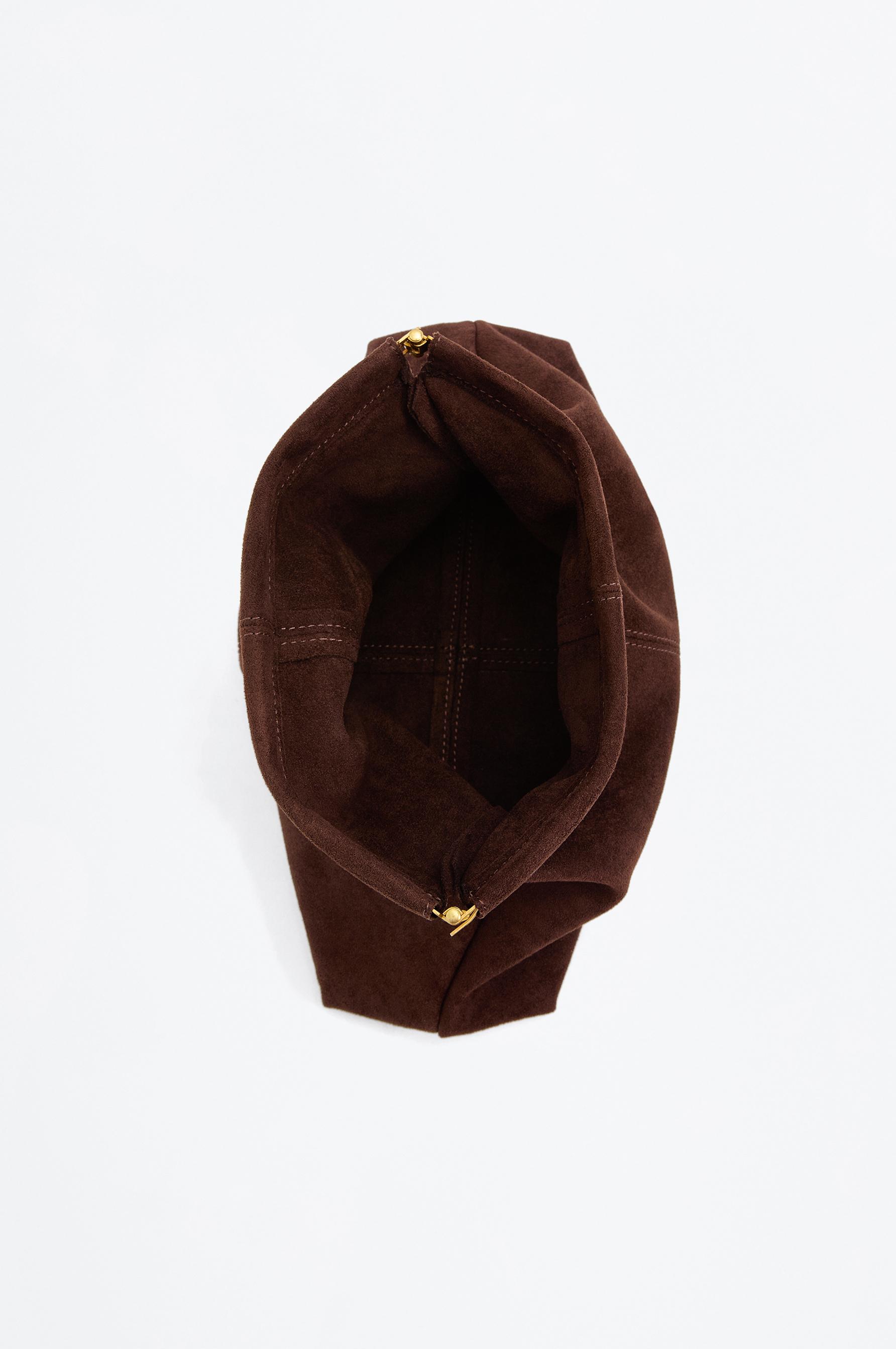 Faux suede pouch bag — BROWN