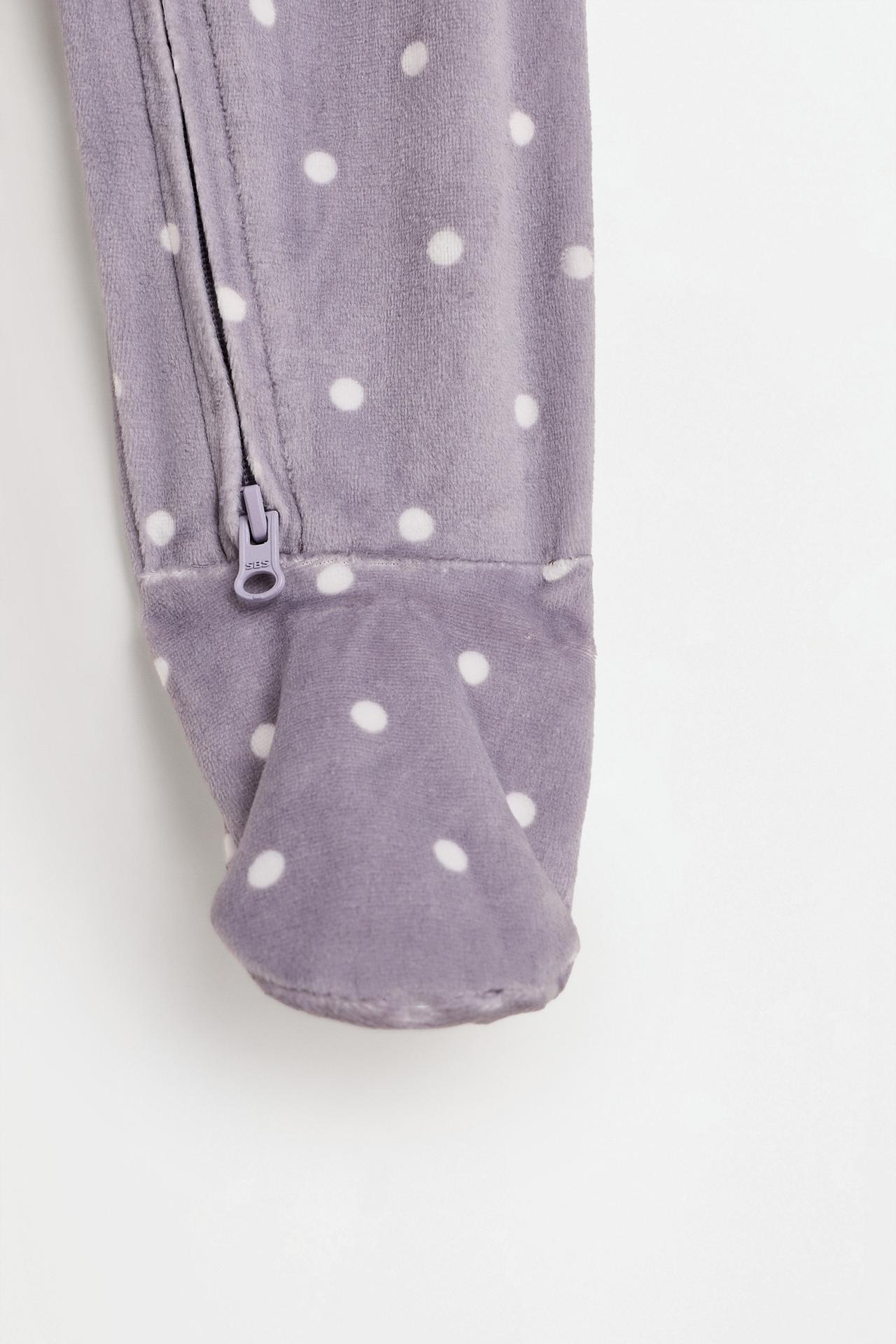Printed Velour Footed Pajamas — LILAC