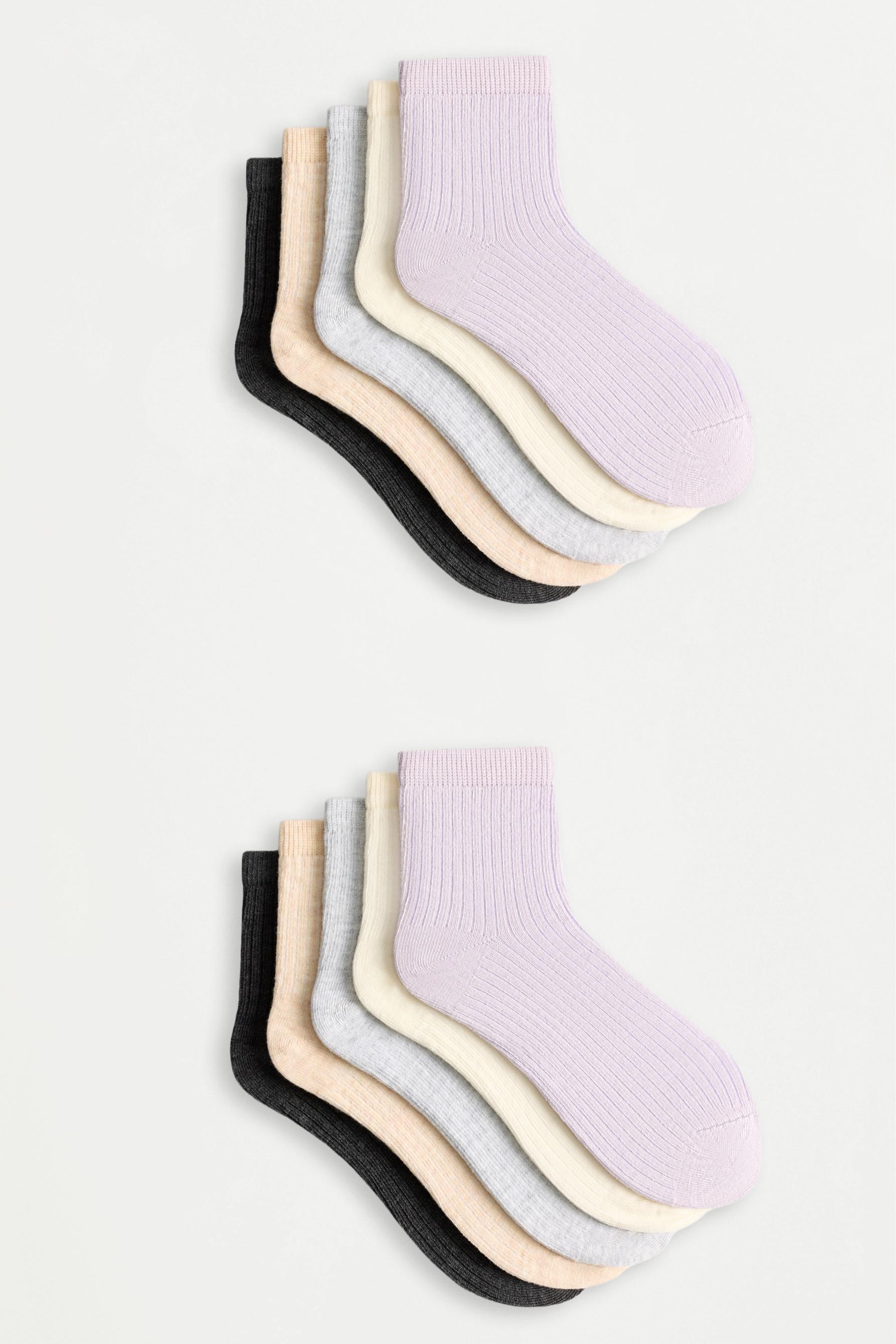 Ribbed short socks (Pack 10) — LILAC