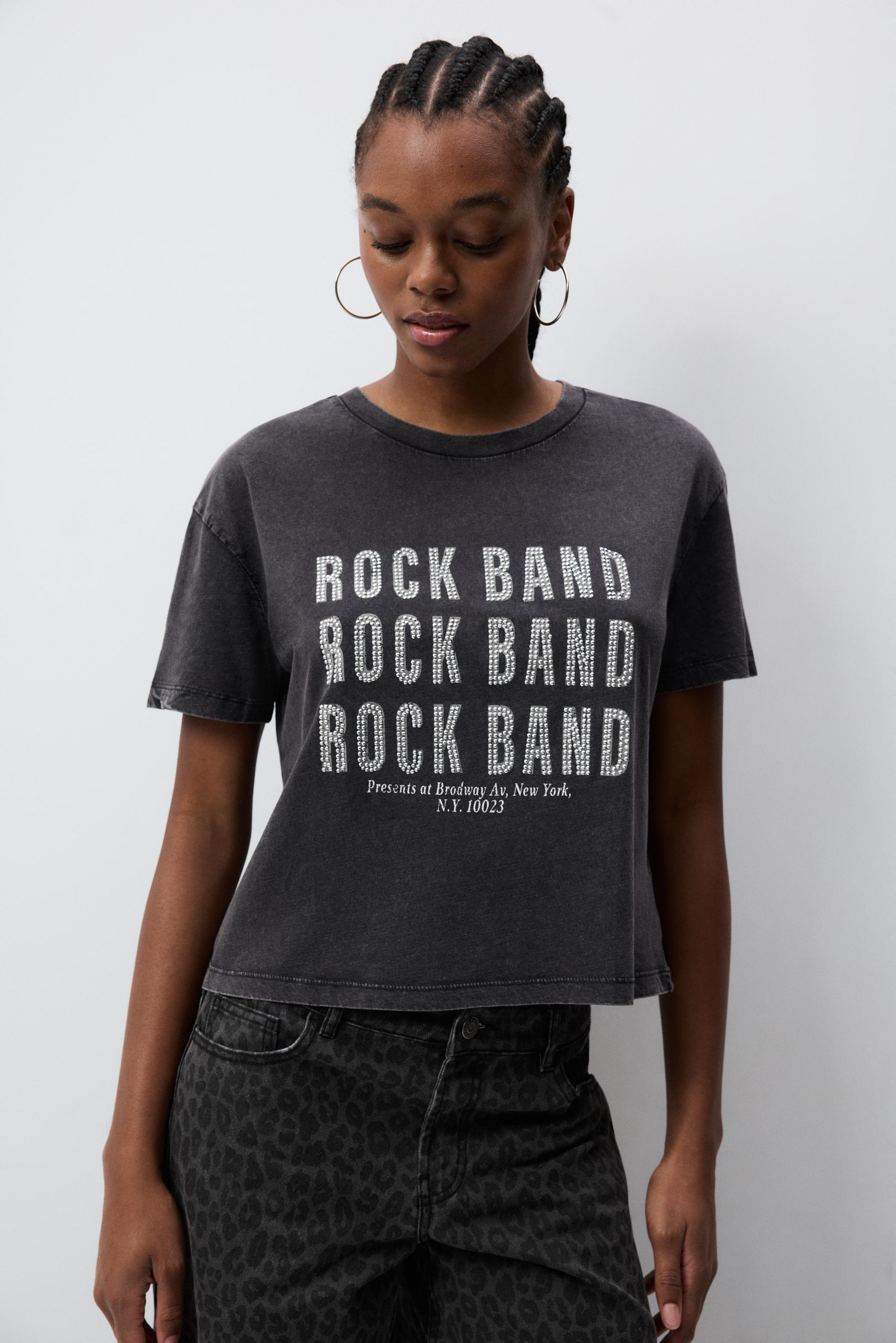 Camiseta estampada efecto lavado