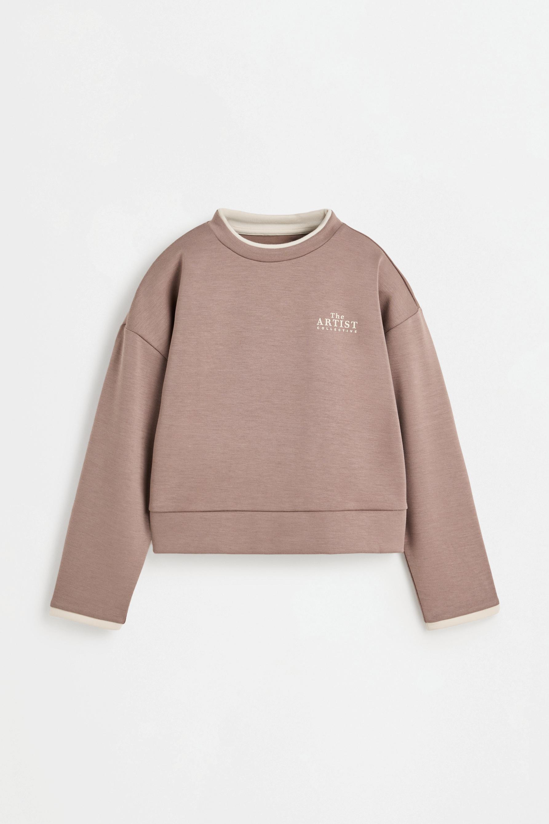 Cropped sweatshirt with text — MINK