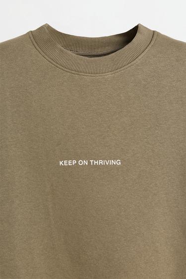 Text print sweatshirt — PALE KHAKI 7