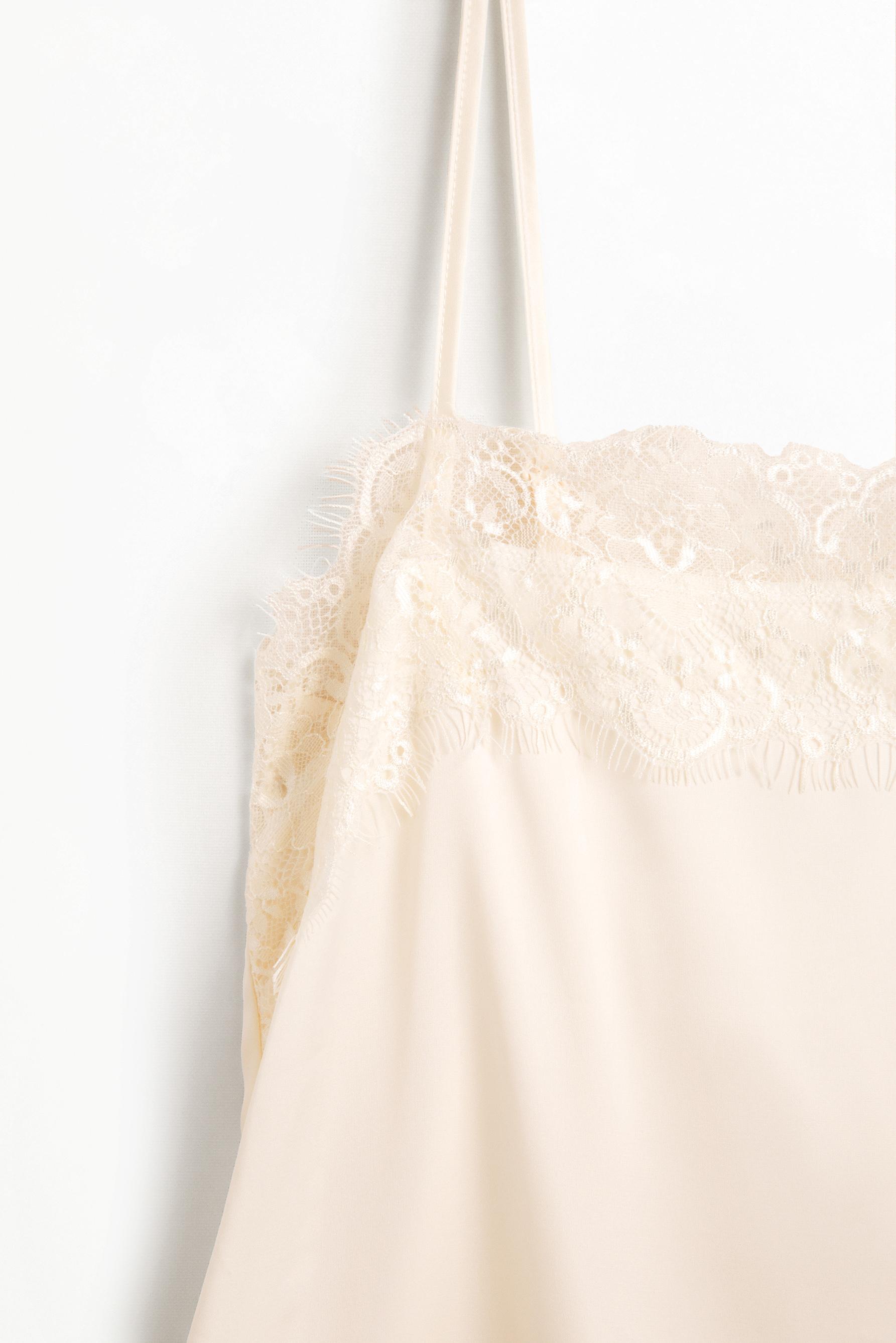 Satin lace top — VANILLA