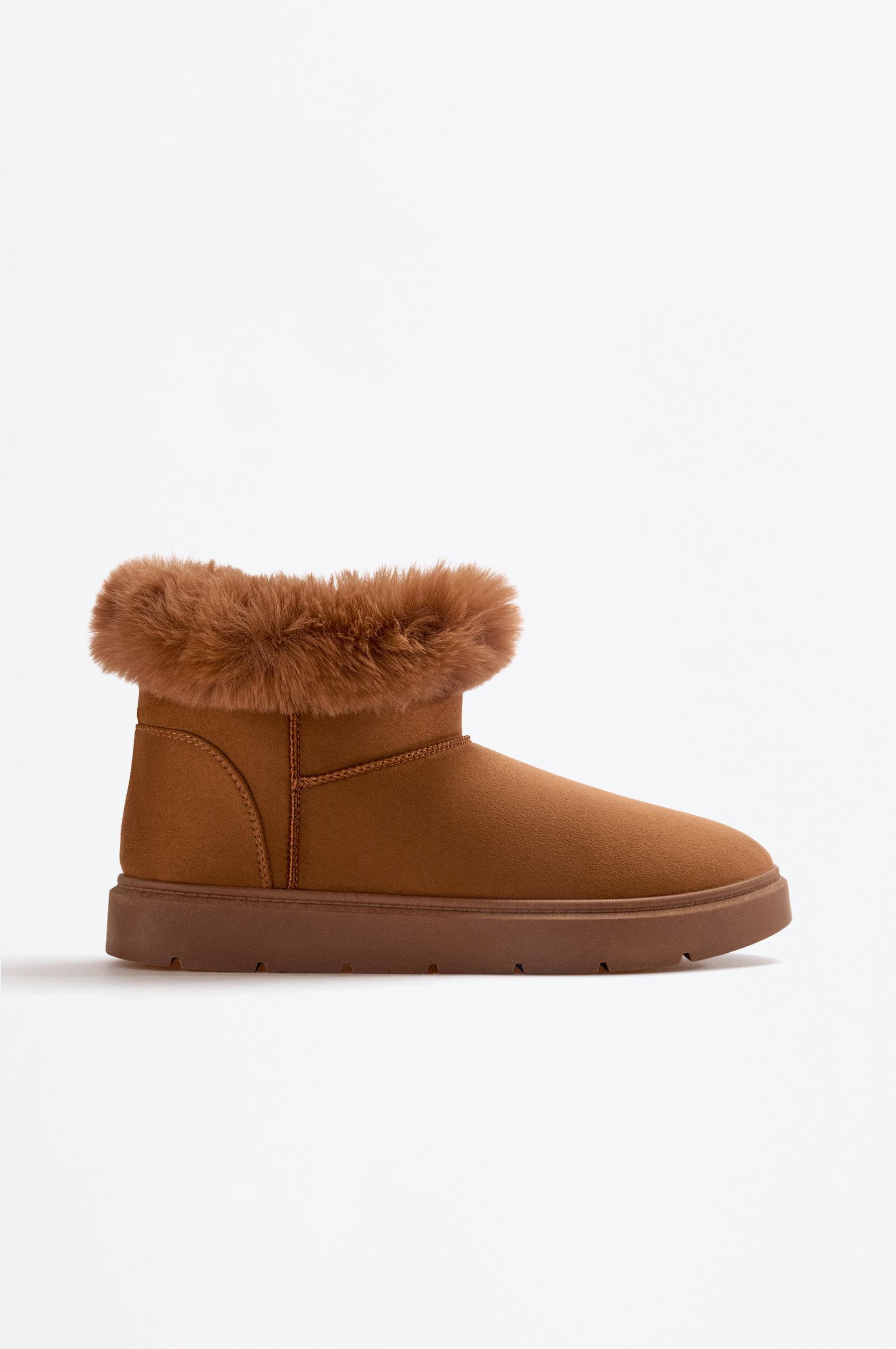 Lined fur ankle boots — LEATHER