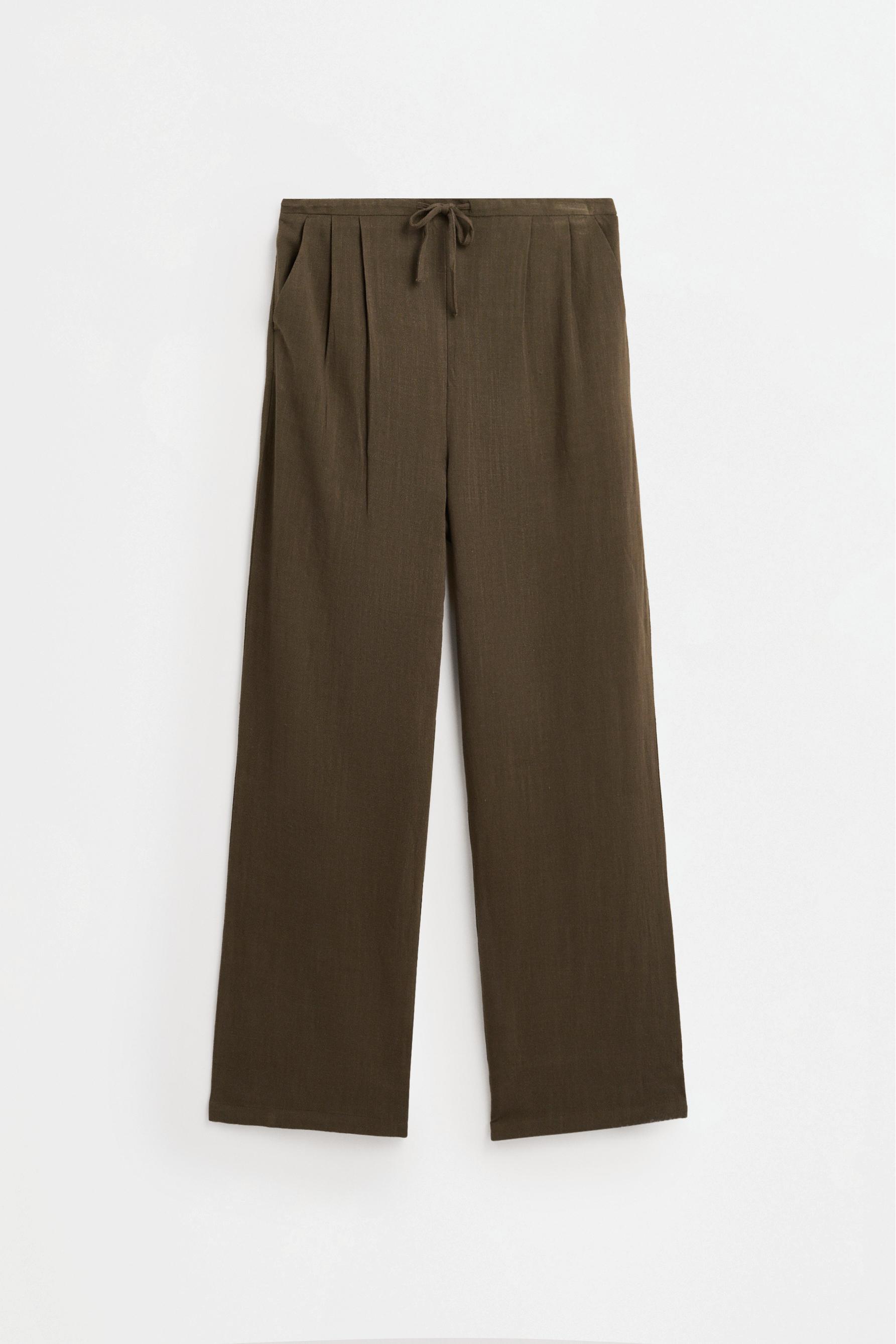 Rustic wide-leg trousers — DARK KHAKI