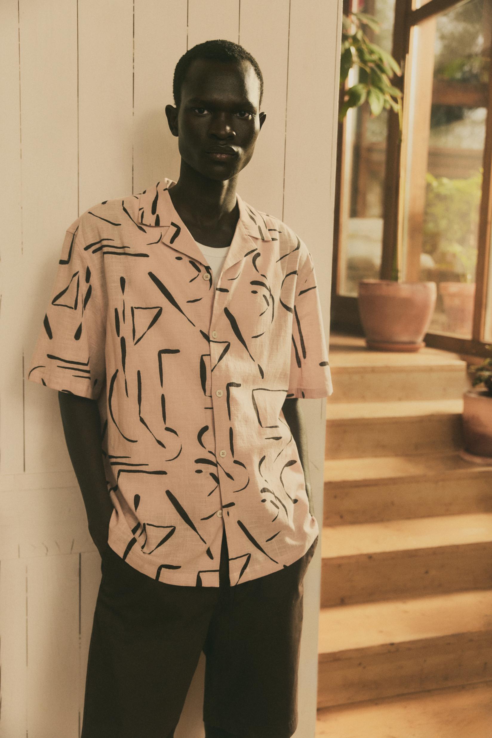 Cotton resort shirt — NEON PINK