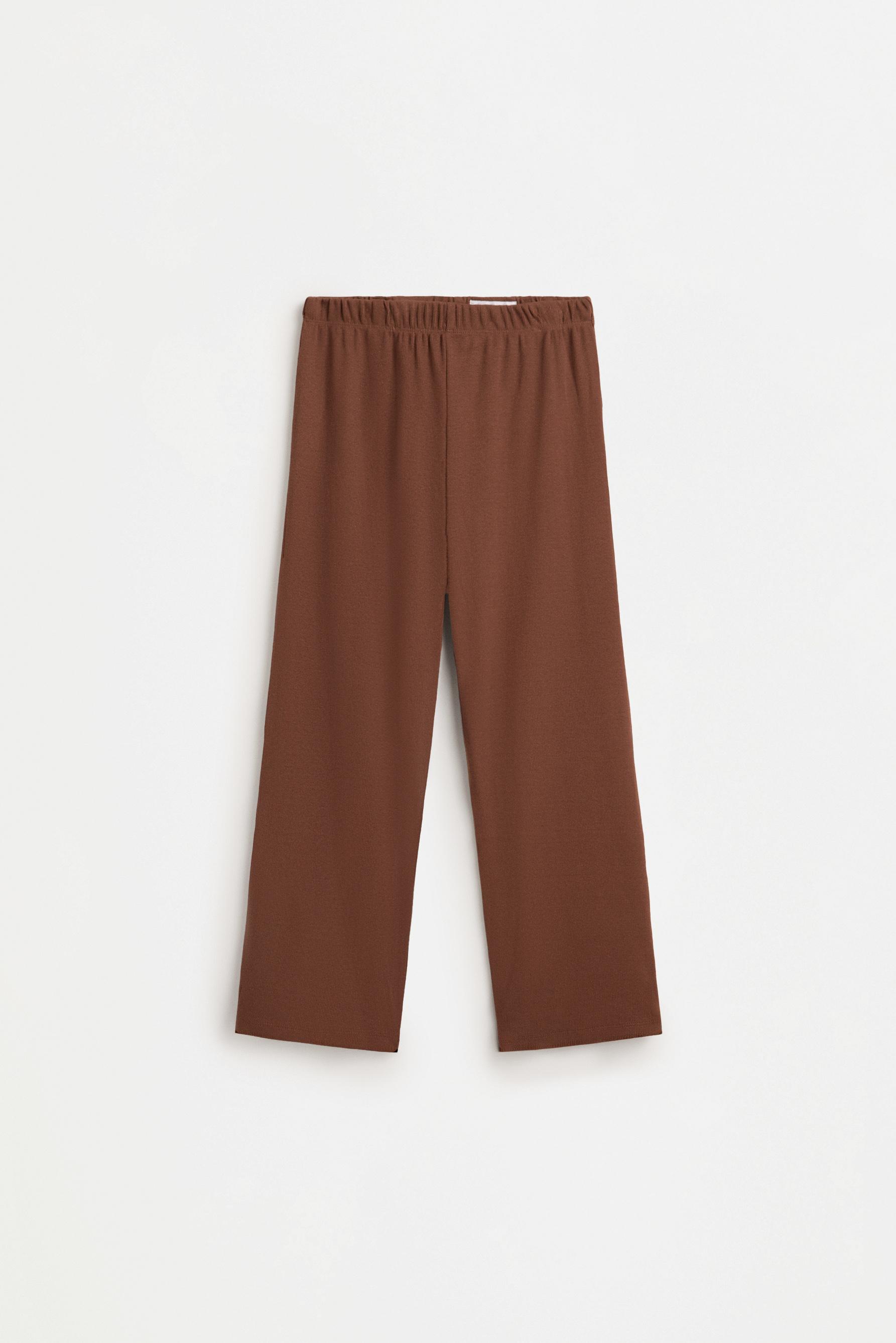Ribbed T-shirt and trousers set — CHOCOLATE