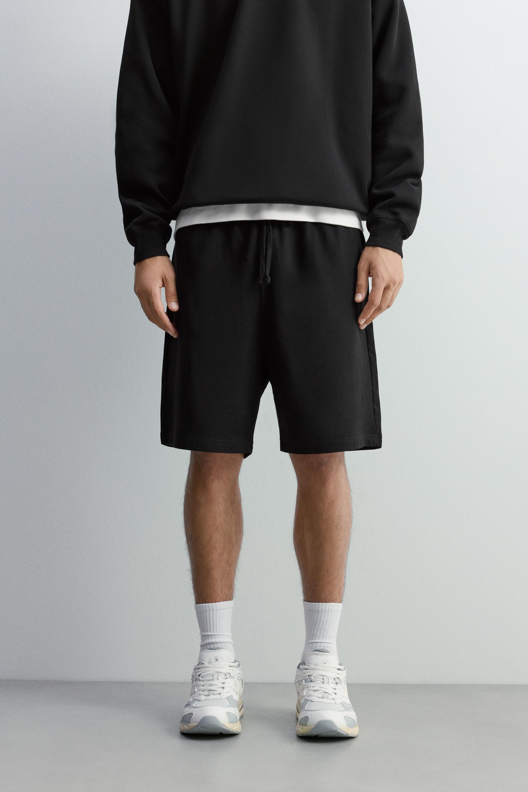 Basic tracksuit Bermuda shorts — BLACK