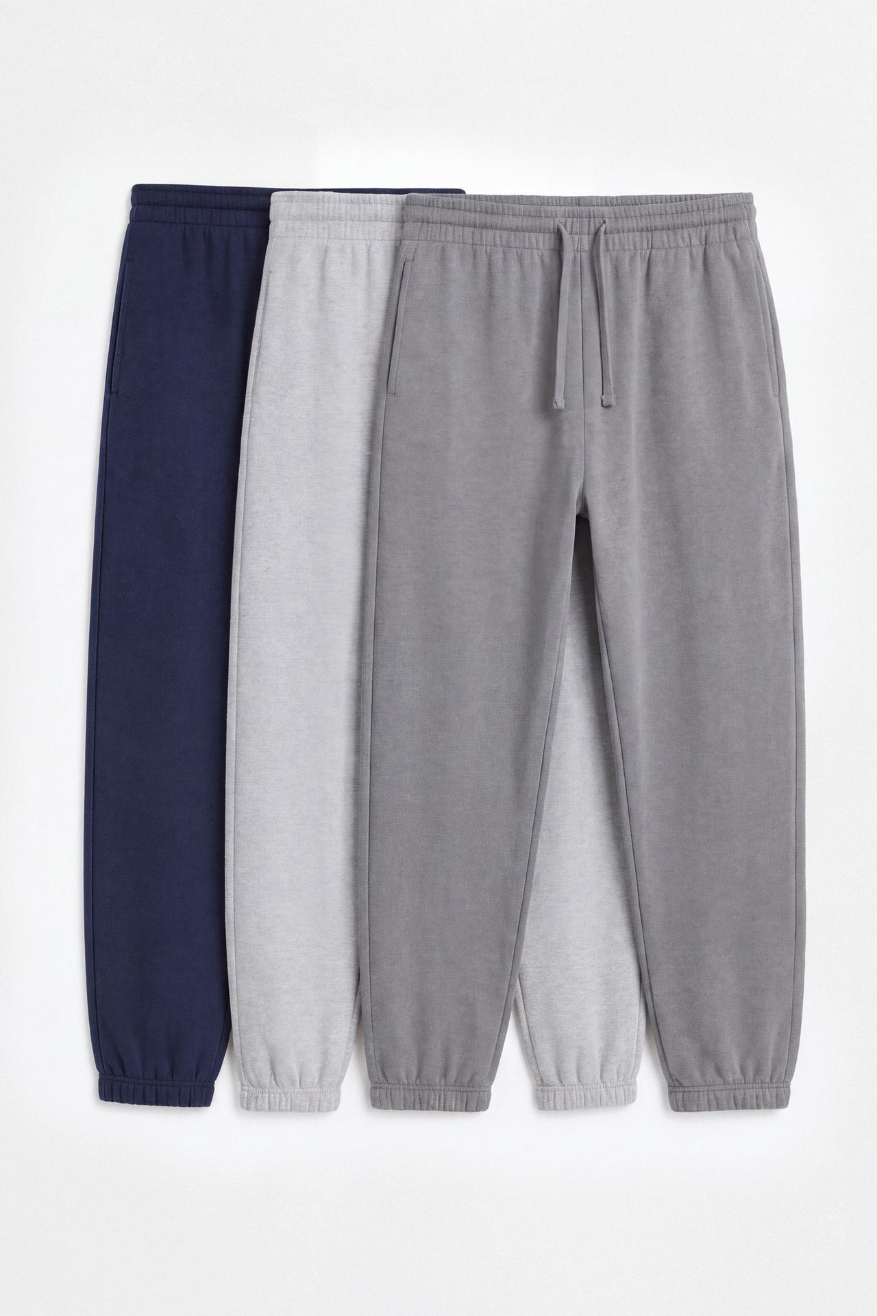 Pack of 3 basic tracksuit bottoms — MEDIUM GREY