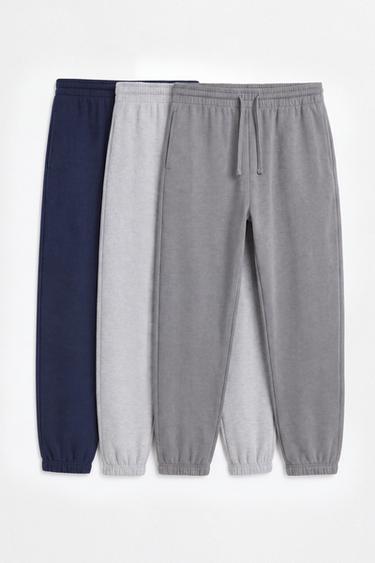 Pack of 3 basic tracksuit bottoms — MEDIUM GREY 1