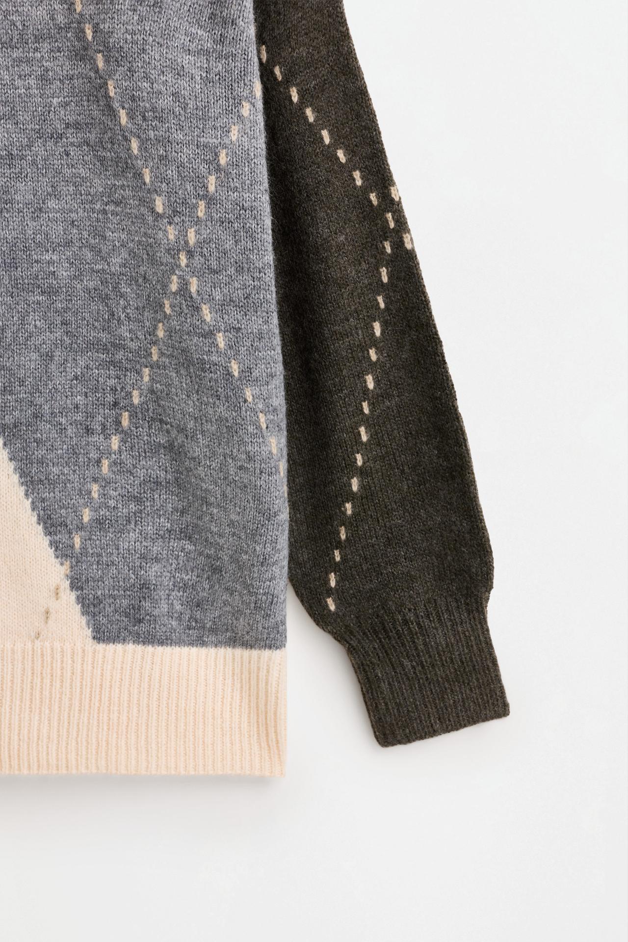 Diamond-textured sweater — GREYISH GREEN