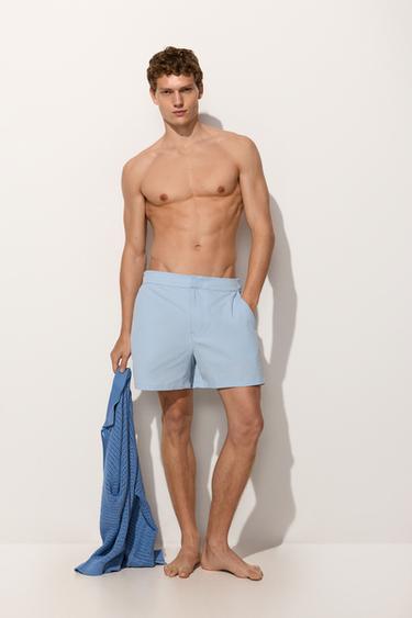 Short swim trunks with buckles — SKY BLUE 1