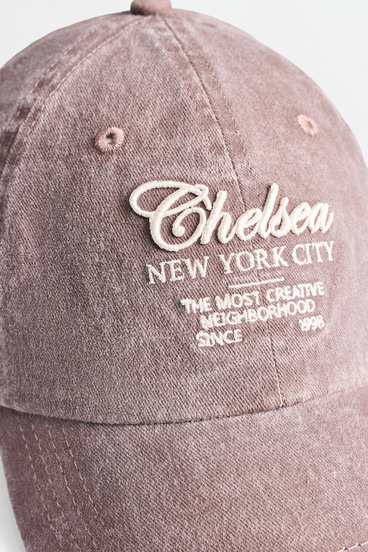 Faded effect embroidered cap — BROWN