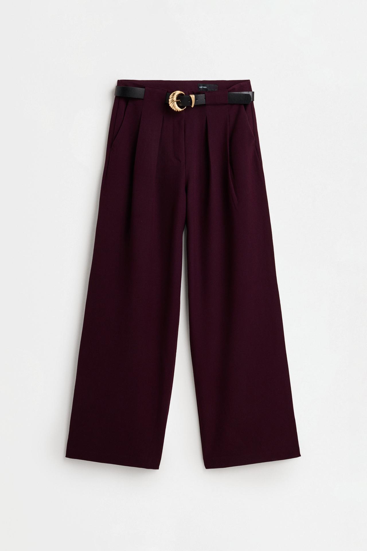 Wide-leg trousers with belt — PLUM
