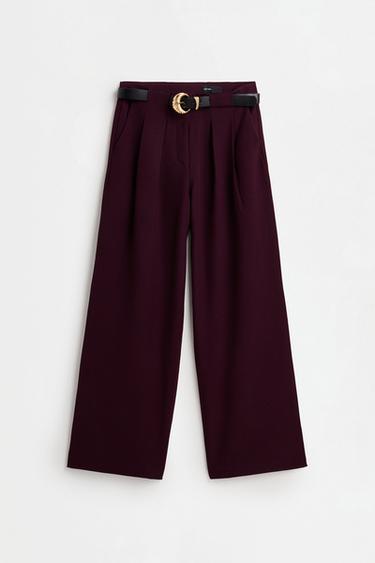 Wide-leg trousers with belt — PLUM 6
