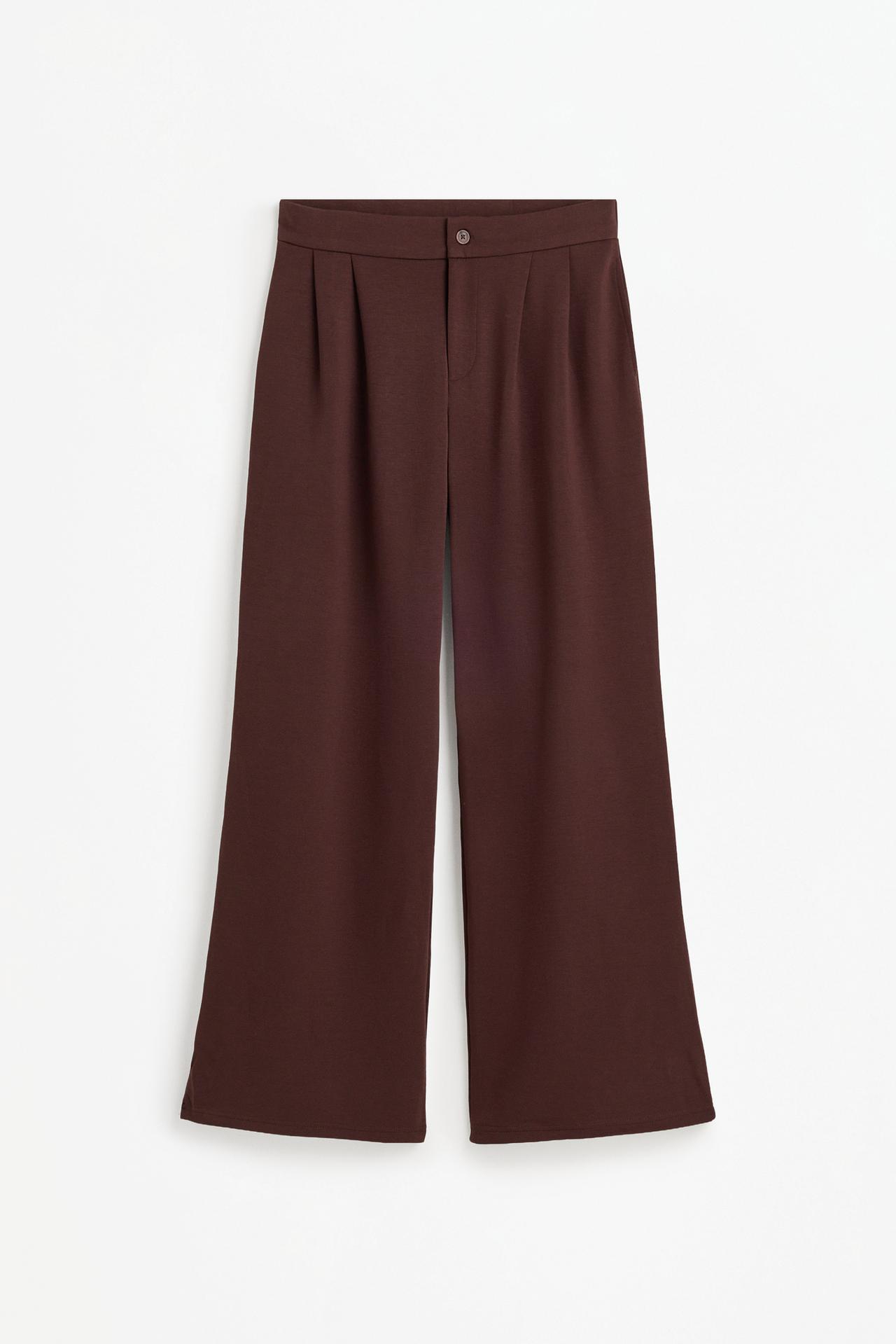 Wide-leg pleated trousers — CHOCOLATE