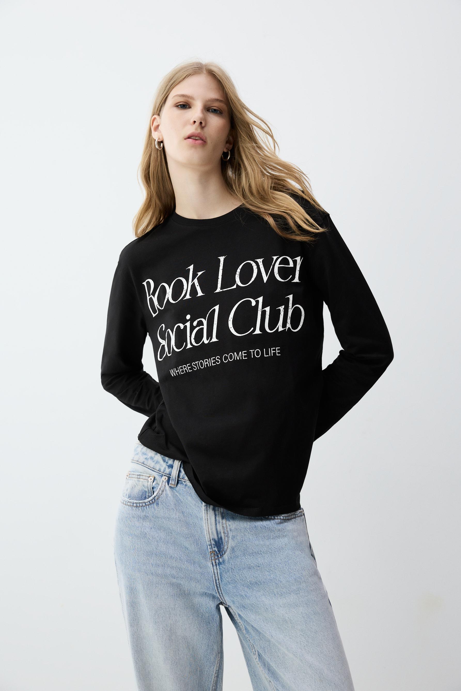 Camiseta manga larga estampada