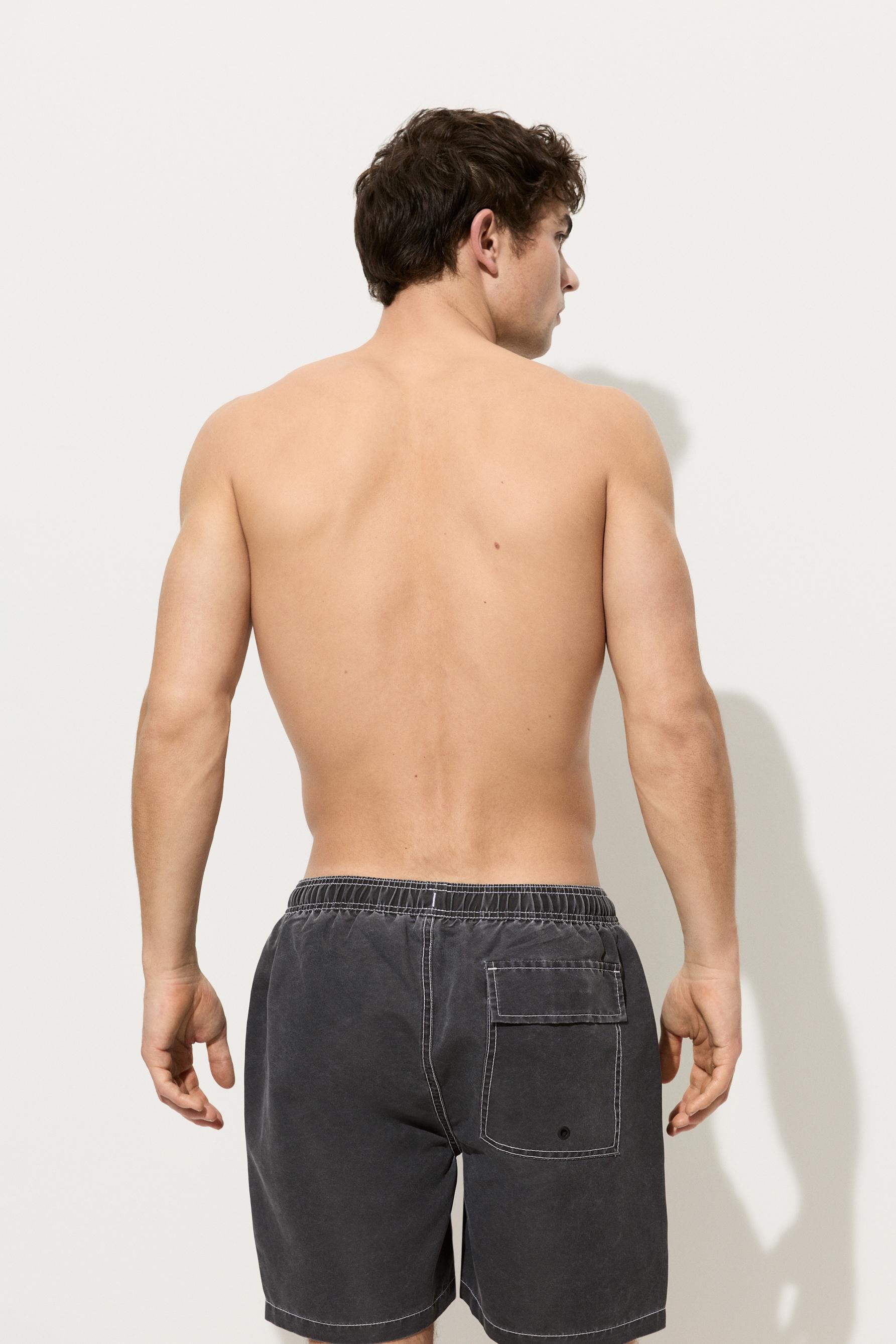 Faded-effect regular swimsuit — BLACK