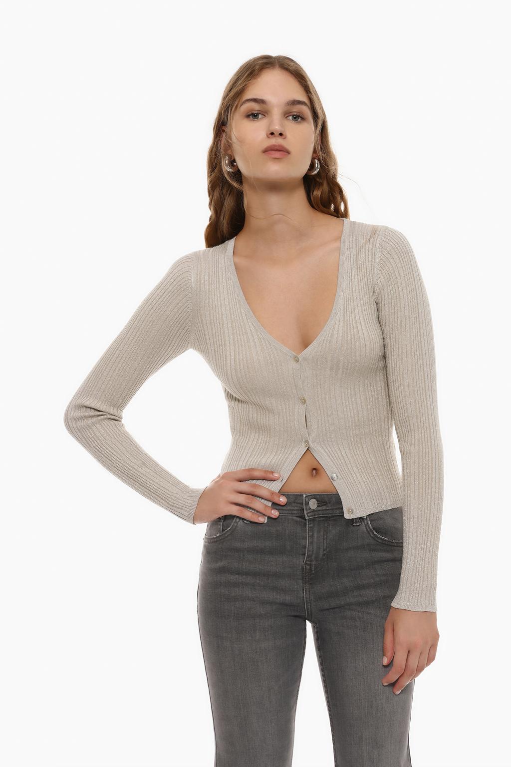 Shimmery ribbed cardigan