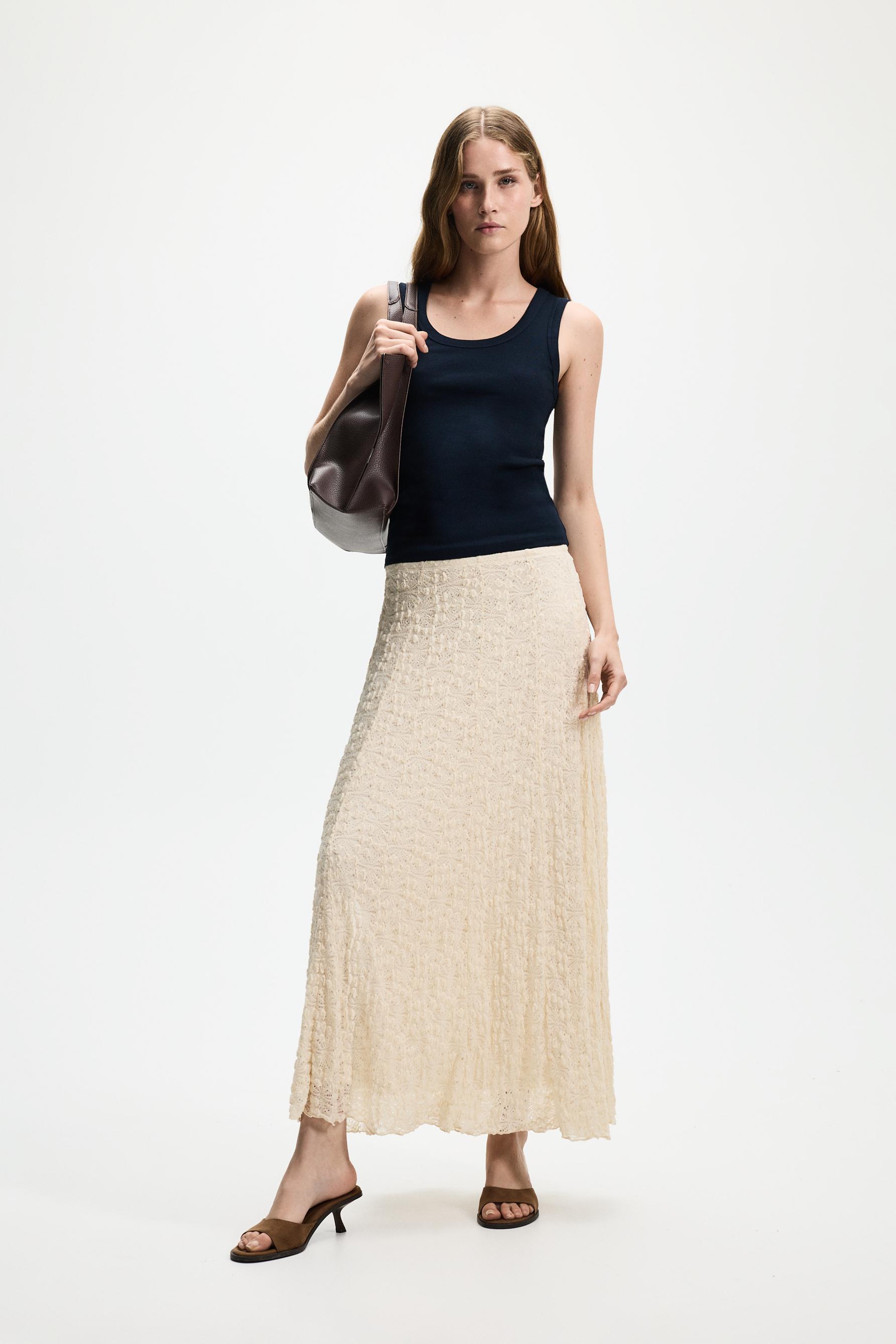 Lace midi skirt — ECRU