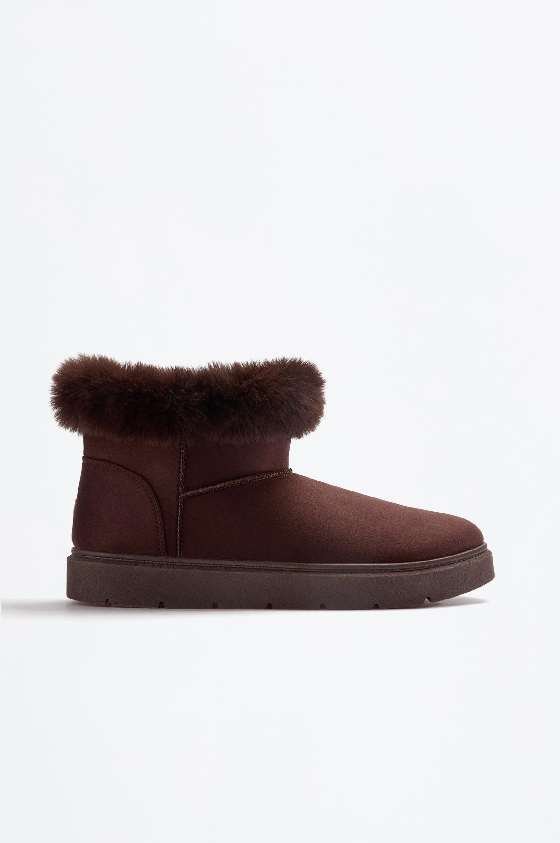 Lined fur ankle boots — BROWN (alternate view)