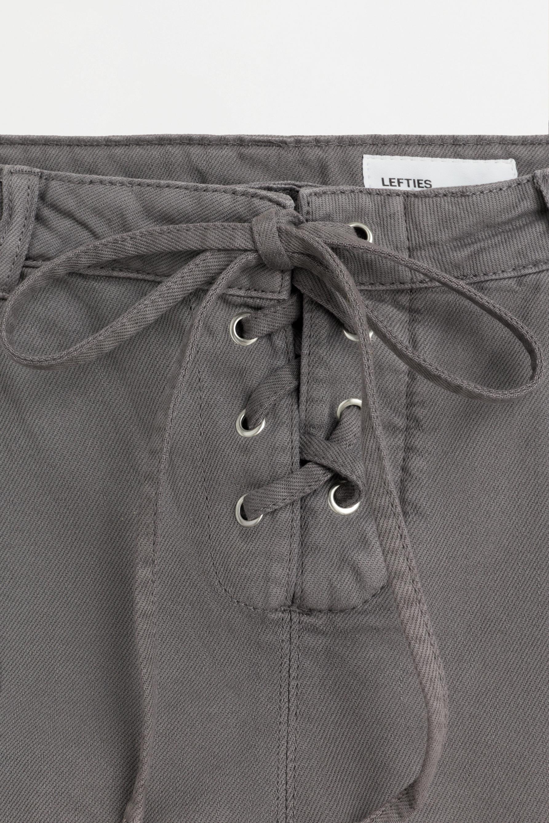 Lightweight denim shorts with ties and studs — CEMENT