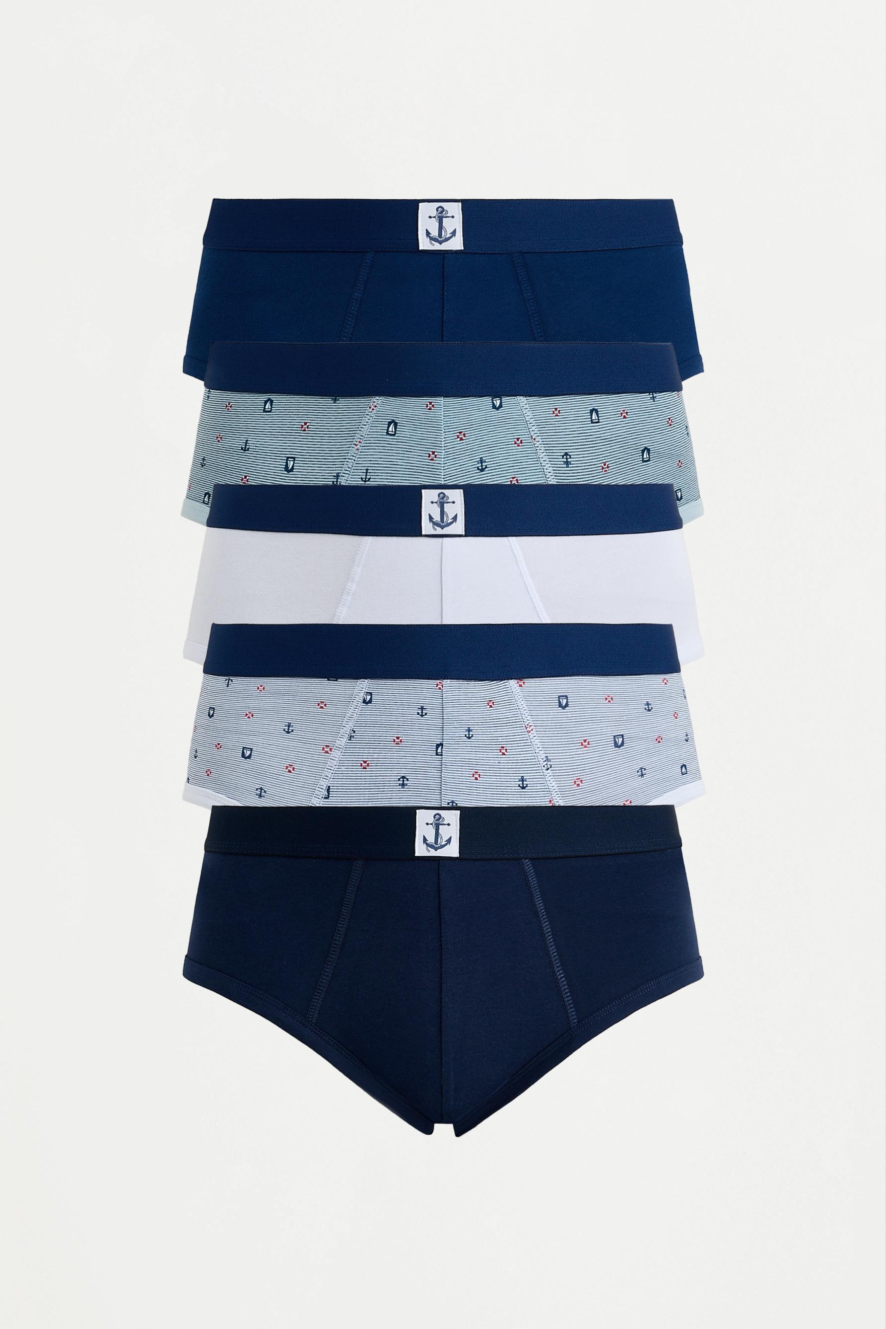 Pack of 5 contrast briefs — NAVY