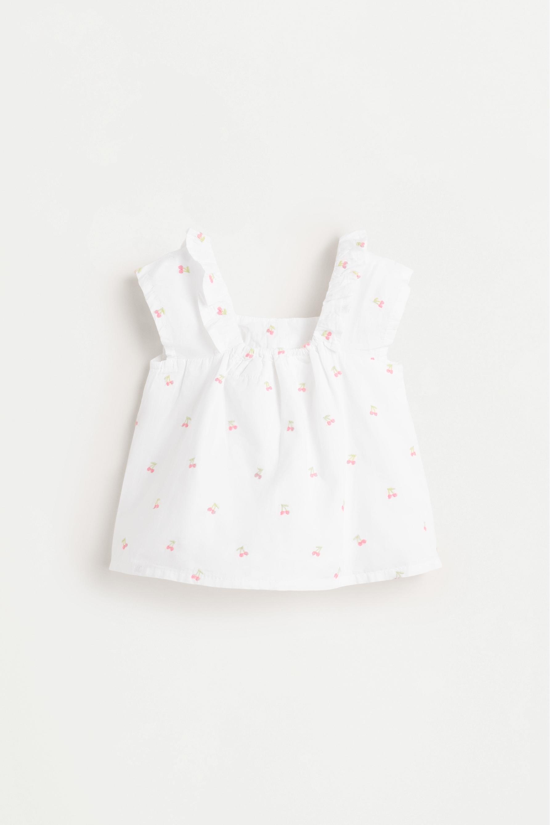 Cherry embroidered blouse and shorts co-ord — WHITE (alternate view)
