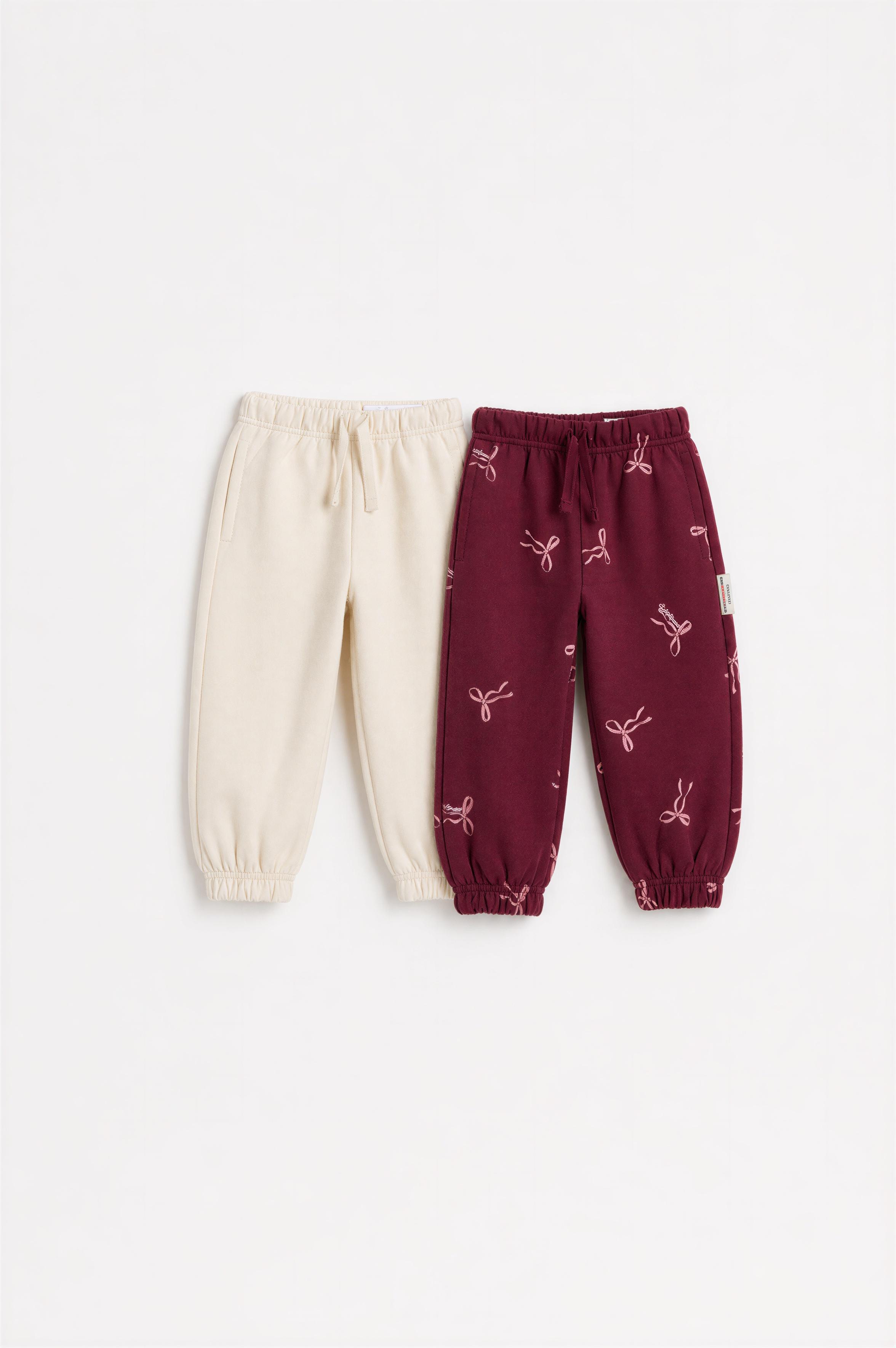 Pack of 2 contrast plush trousers — BURGUNDY