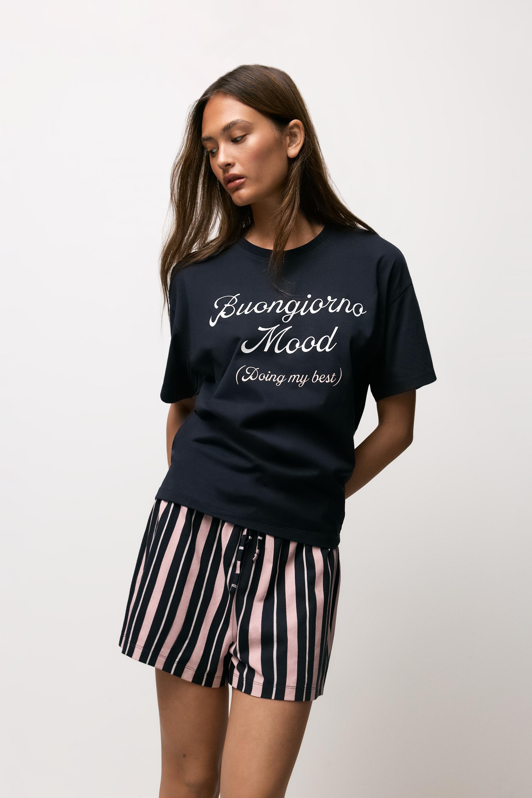 Printed short pyjamas — NAVY