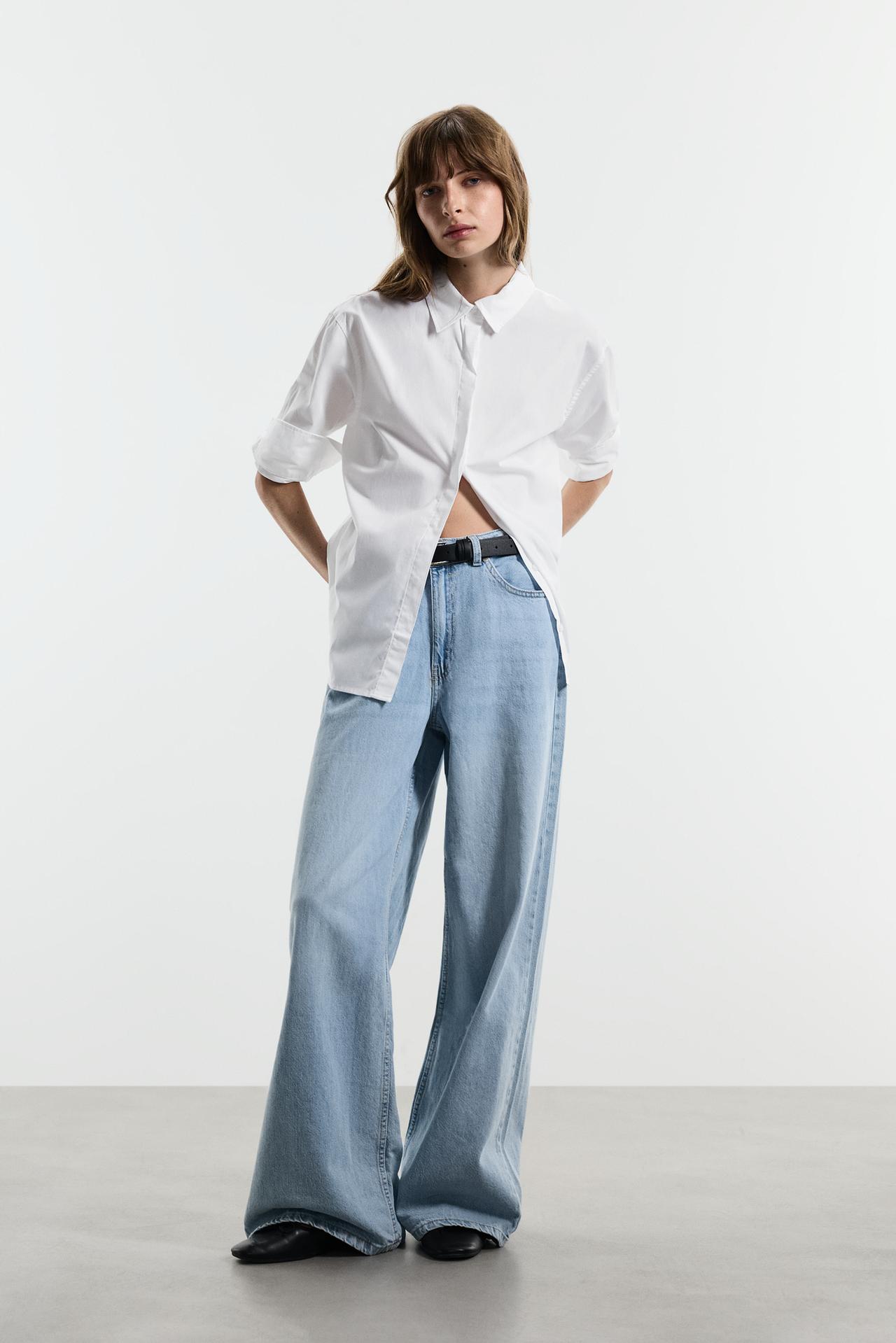 Basic striped poplin shirt — WHITE