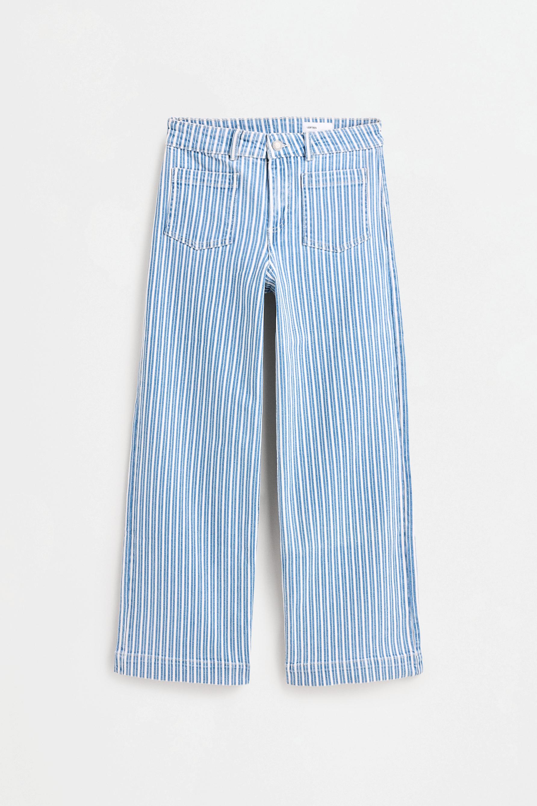 Striped culotte jeans — SAND-BLUE