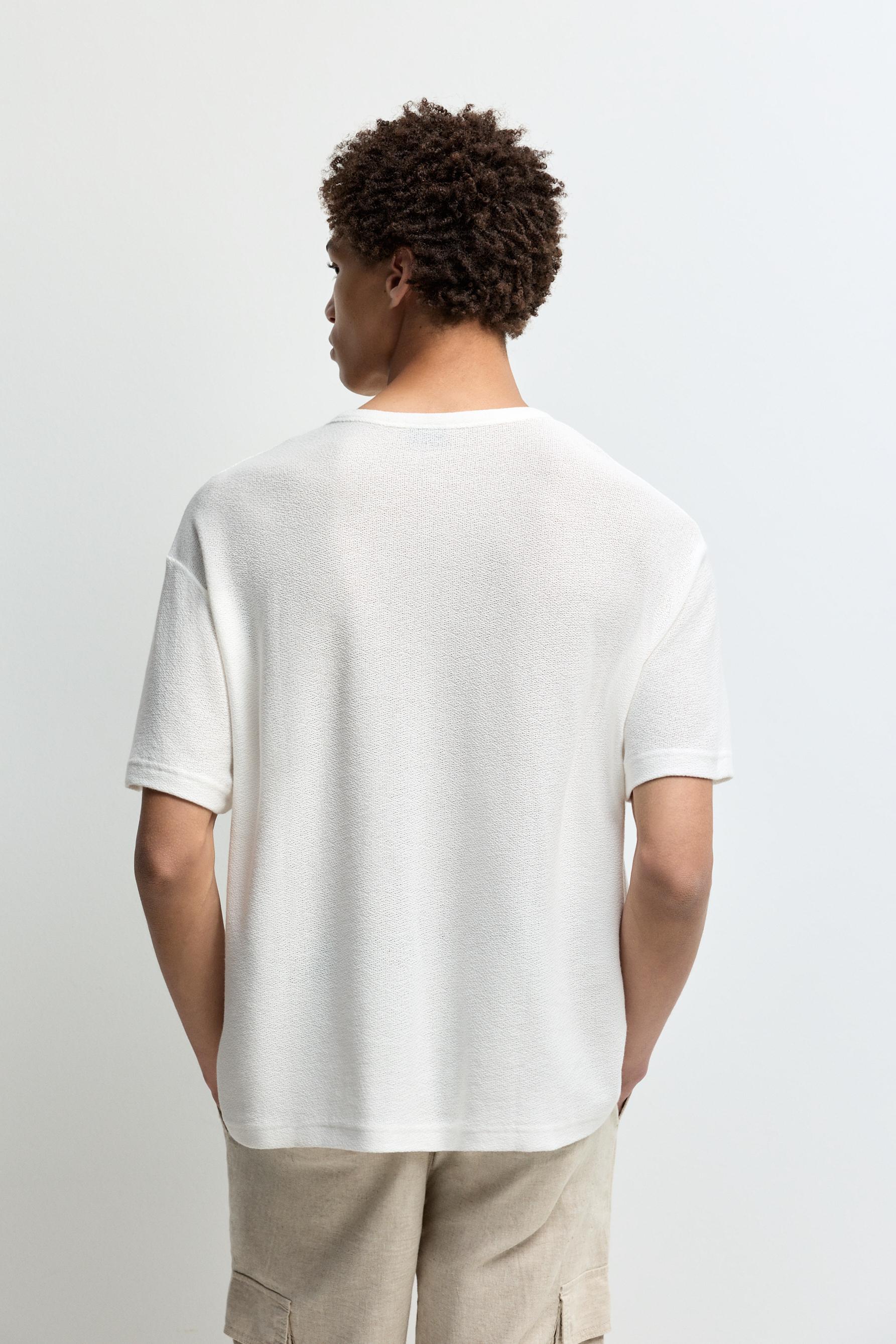 Rustic henley T-shirt — OFF WHITE