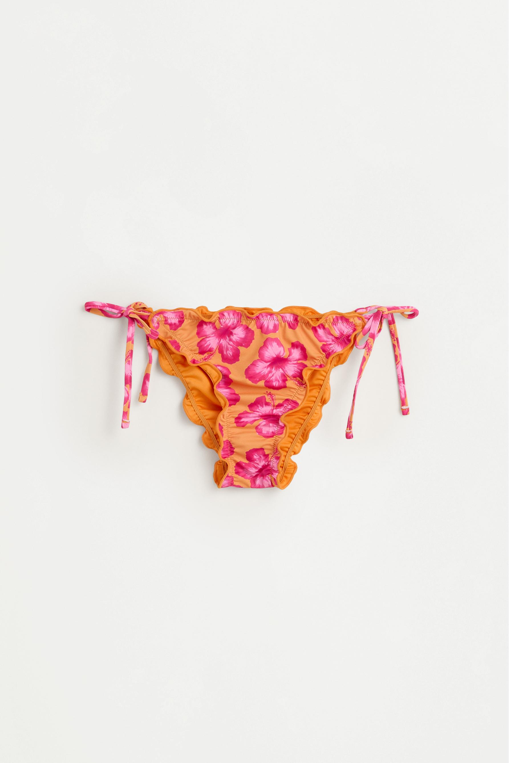 Floral print bikini bottom — ORANGE