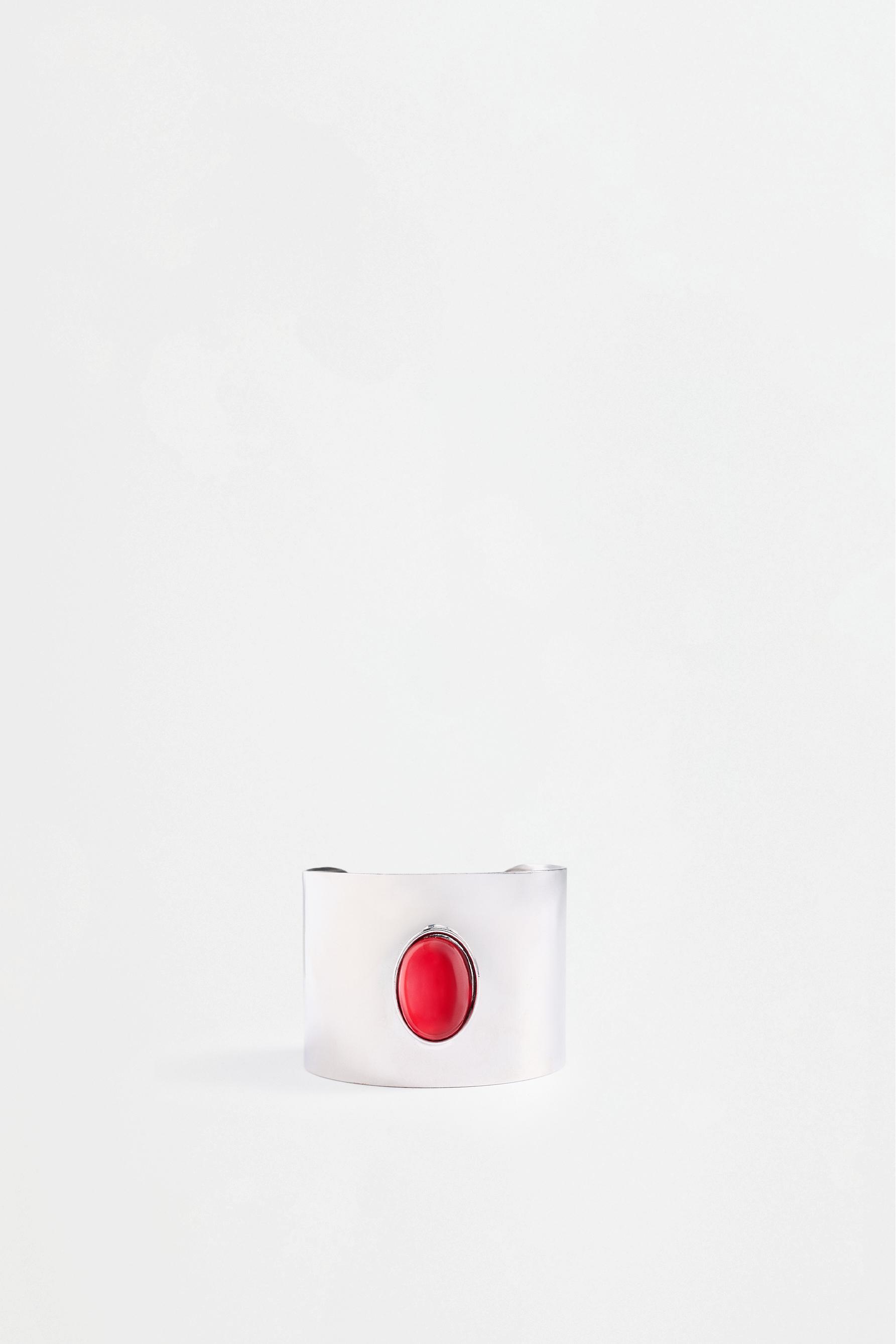 Wide bracelet with stone — SILVER