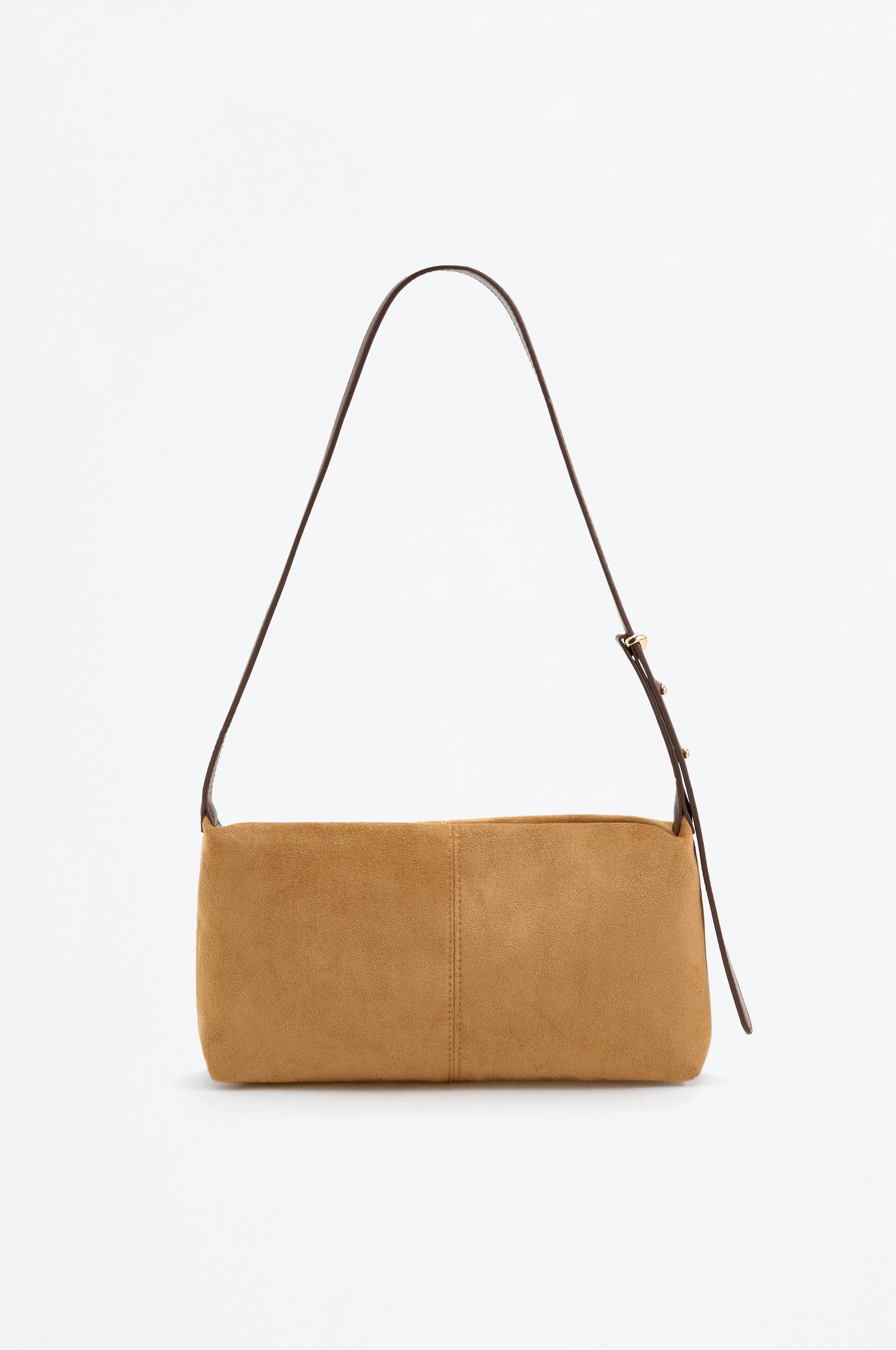 Multi-Position Suede Effect Bag — CAMEL