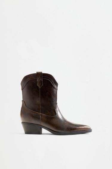 -style flat ankle boot — BROWN 1