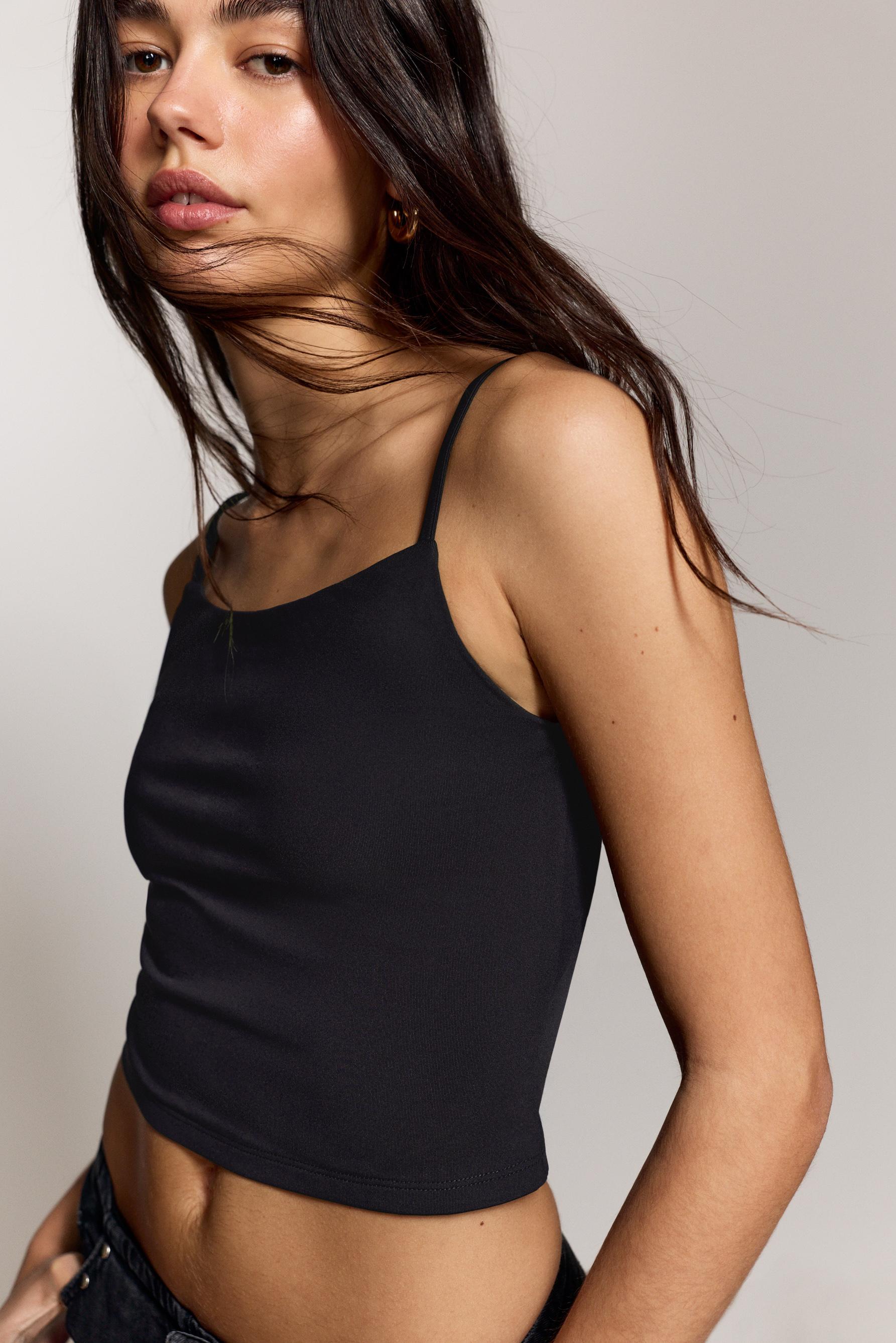 Polyamide strap top — BLACK